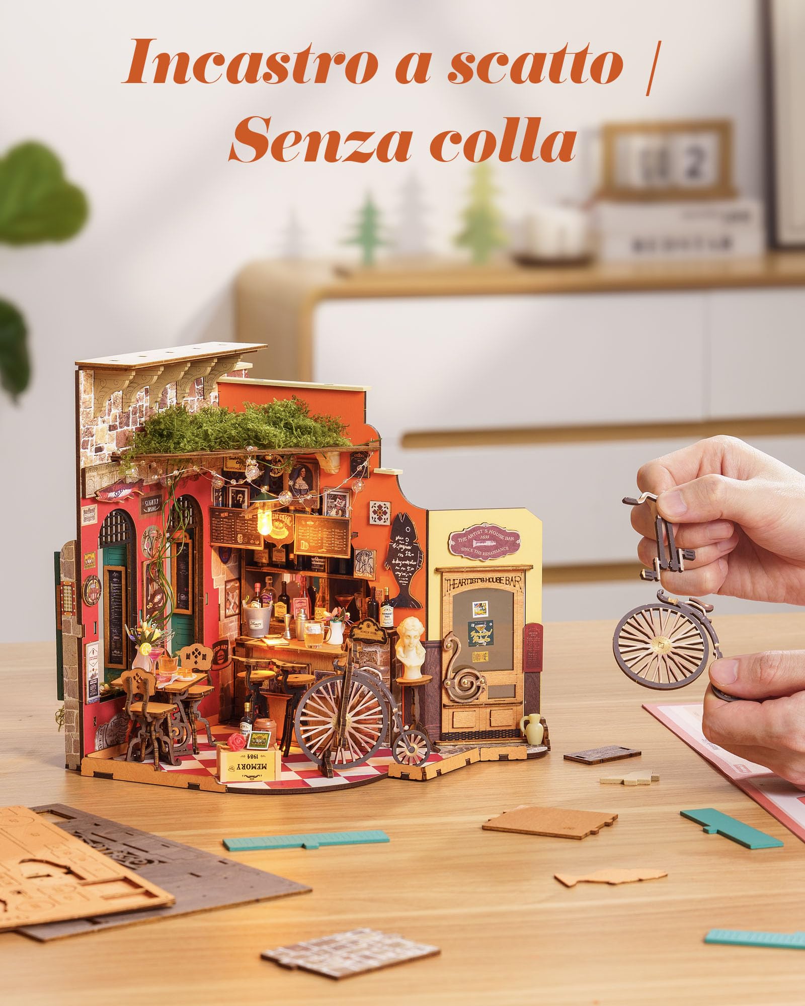 Rolife Miniature Casa - Kit Casa in Miniatura DIY Bar Cheers, Modellismo da Costruire Adulti Casa delle Bambole in Legno Puzzle 3D per Adolescenti