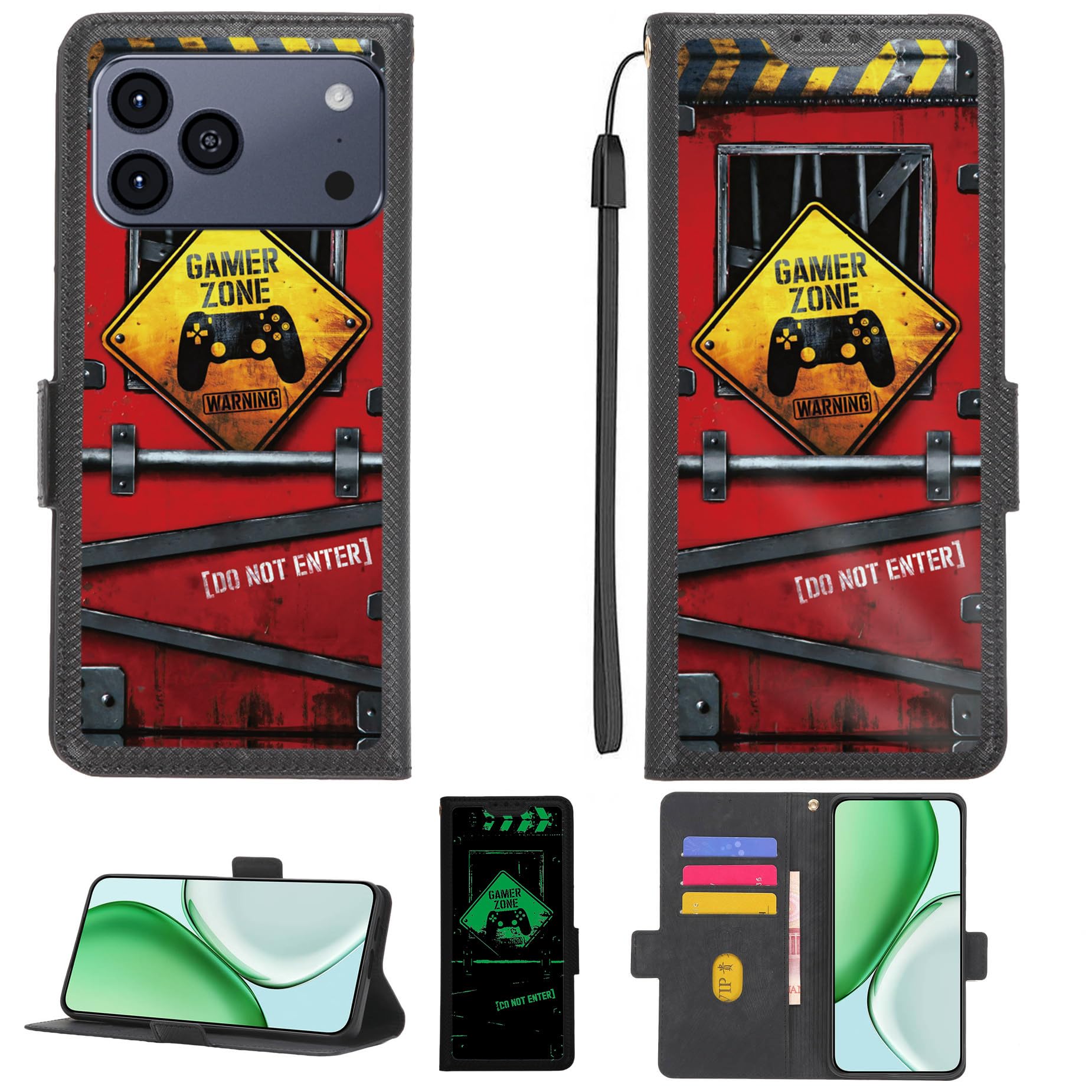 Aroepurt Funda Compatible para Hotwav A17 Pro MAX Funda Case Carcasa Soporte Cover [con 9H Dureza HD Protector Pantalla][Bloqueo RFID][Purpurina Dorada + Brillante] PTH-TT — view 9