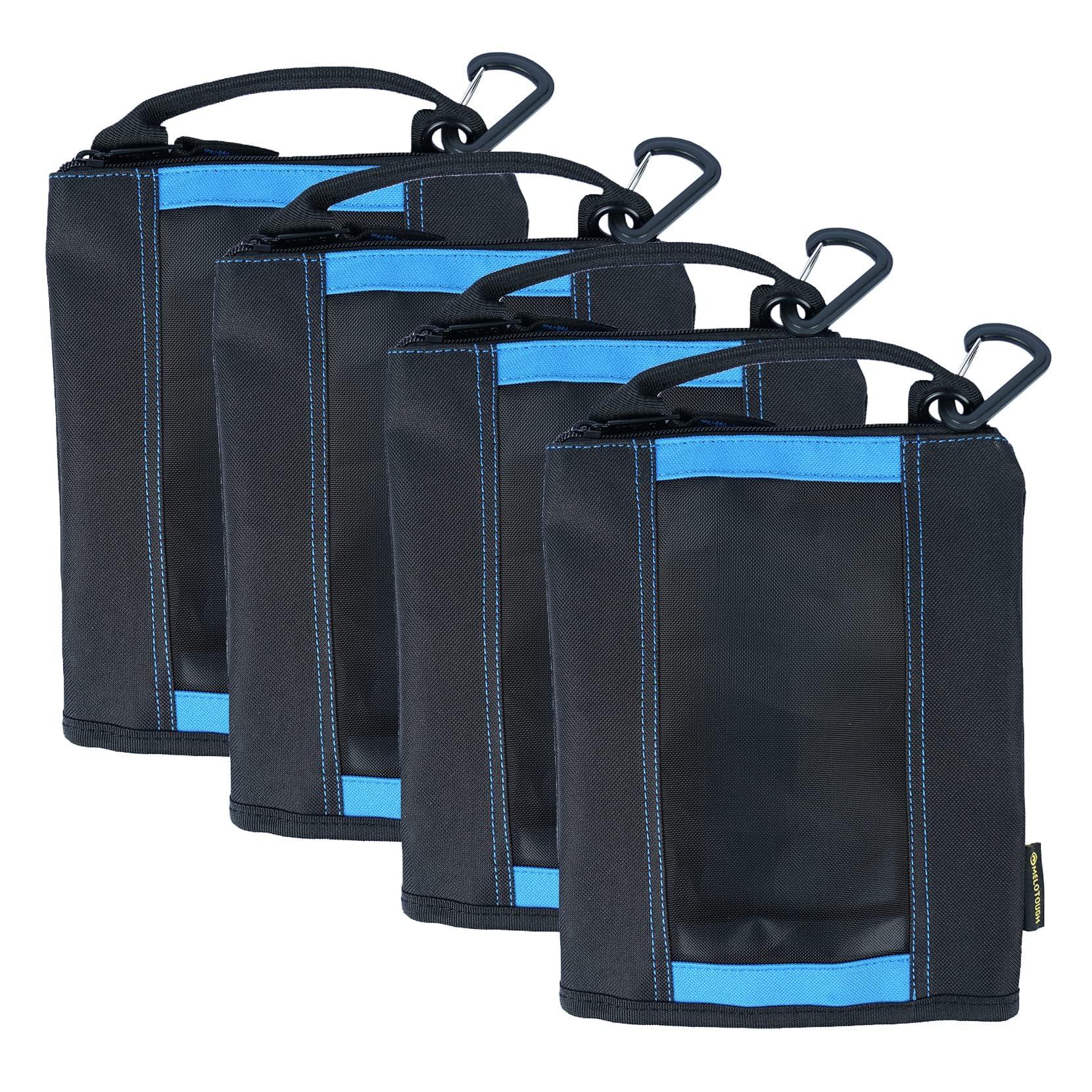 Trousse à outils en toile bleue fermeture éclair sac de rangement mousqueton