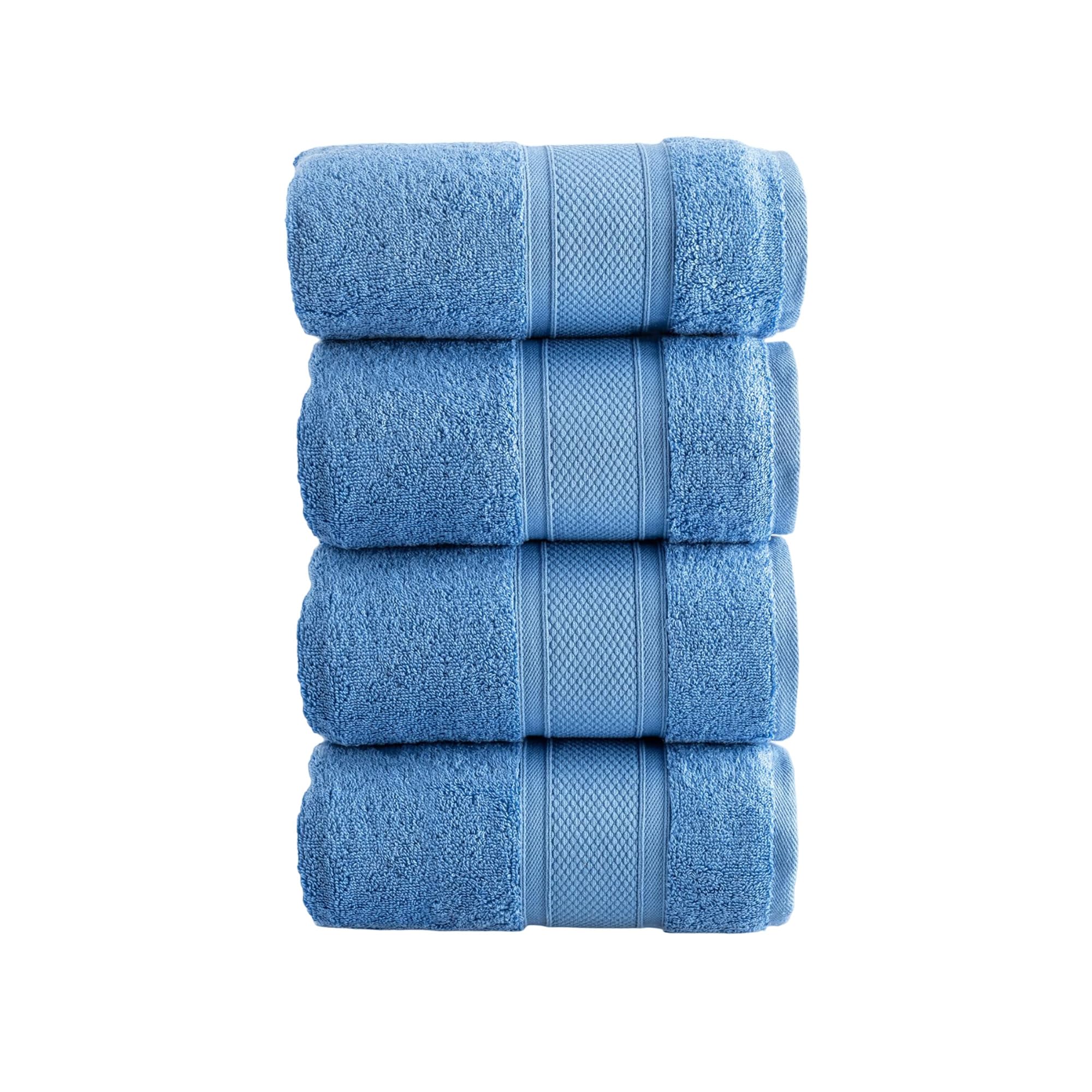 HALLEY 100% Turkish Cotton Hand Towels (Pack of 4) - Hotel & Spa Quality - Super Soft, Quick Drying & Absorbent Decorative Towels for Face, Gym, Spa,