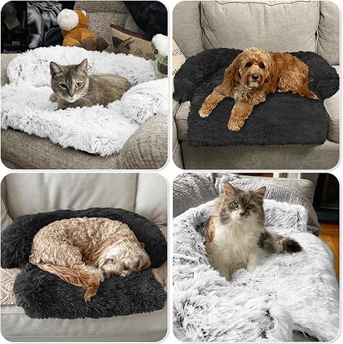 Miniatura 7 de Cama antiestrés de felpa esponjosa con protector de muebles y funda extraíble lavable para gatos y perros pequeños, medianos y grandes (extrachica,