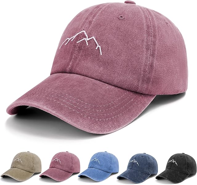 YouGa Baseball Cap Mens - Peak Embroidery Baseball Hats Unisex, Classic Washed Vintage Trucker Caps Adjustable Breathable Summer Sun Hat Sports Cap for Outdoor