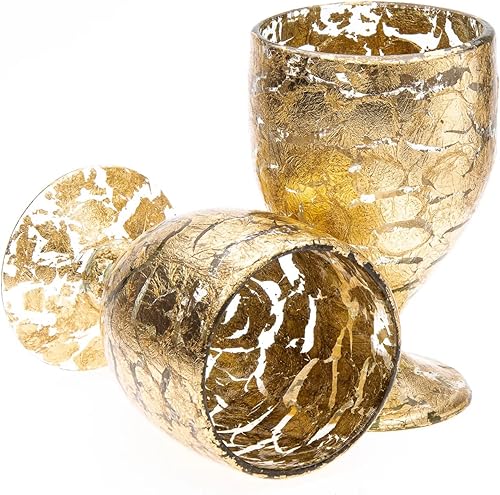 Miniatura 3 de Mezcal For Life Gold Flakes Mexican Beer Glasses - Set of 2 - Hand-Blown Glasses for Testing Wine Drinks Water Beverages Juice  Everyday Use -