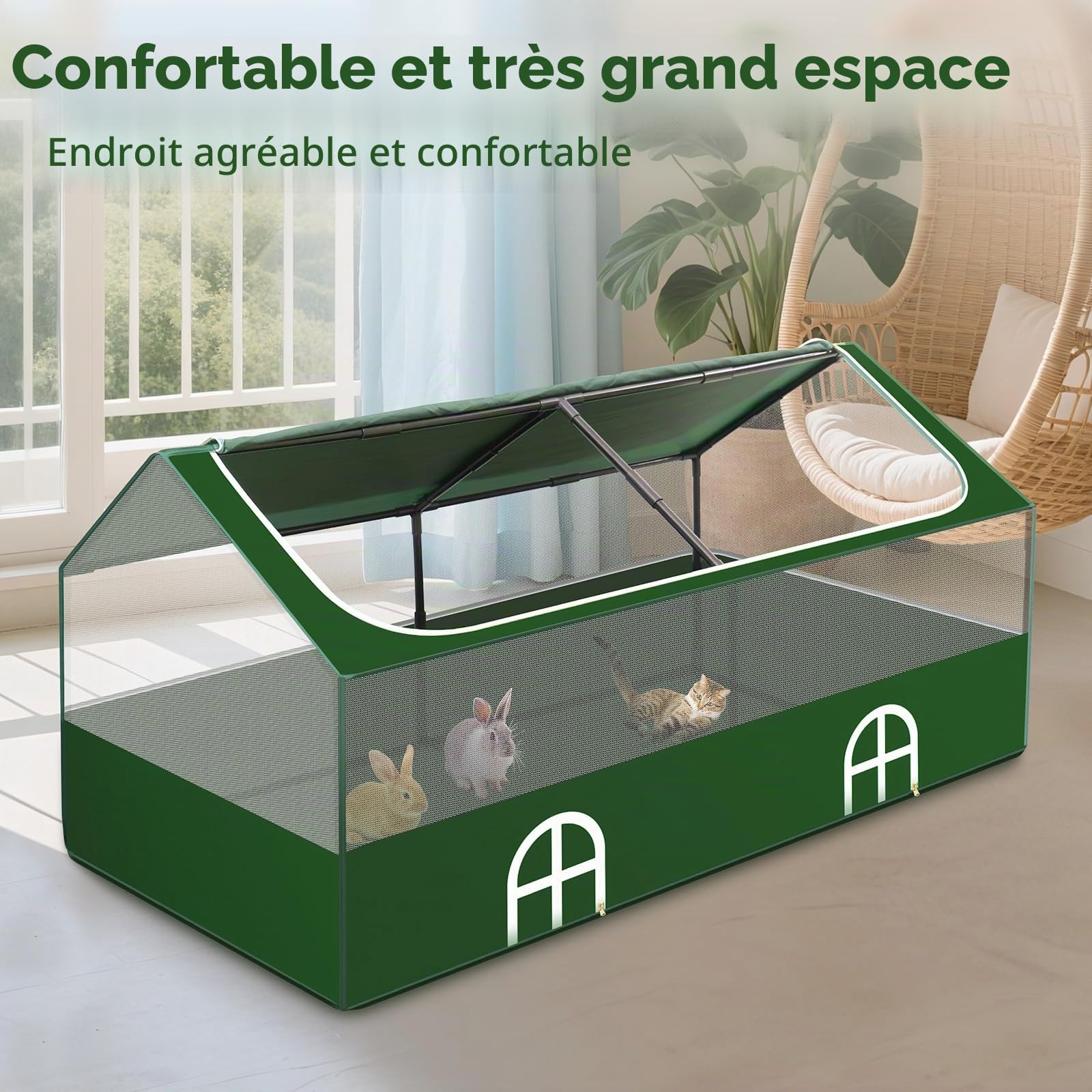 Parc de jeu portable pour petits animaux, parc de jeu pour lapin, cochon d'Inde pour intérieur et extérieur, poulailler portable avec sol imperméable pour cochon d'Inde, poulet, hamsters, hérissons