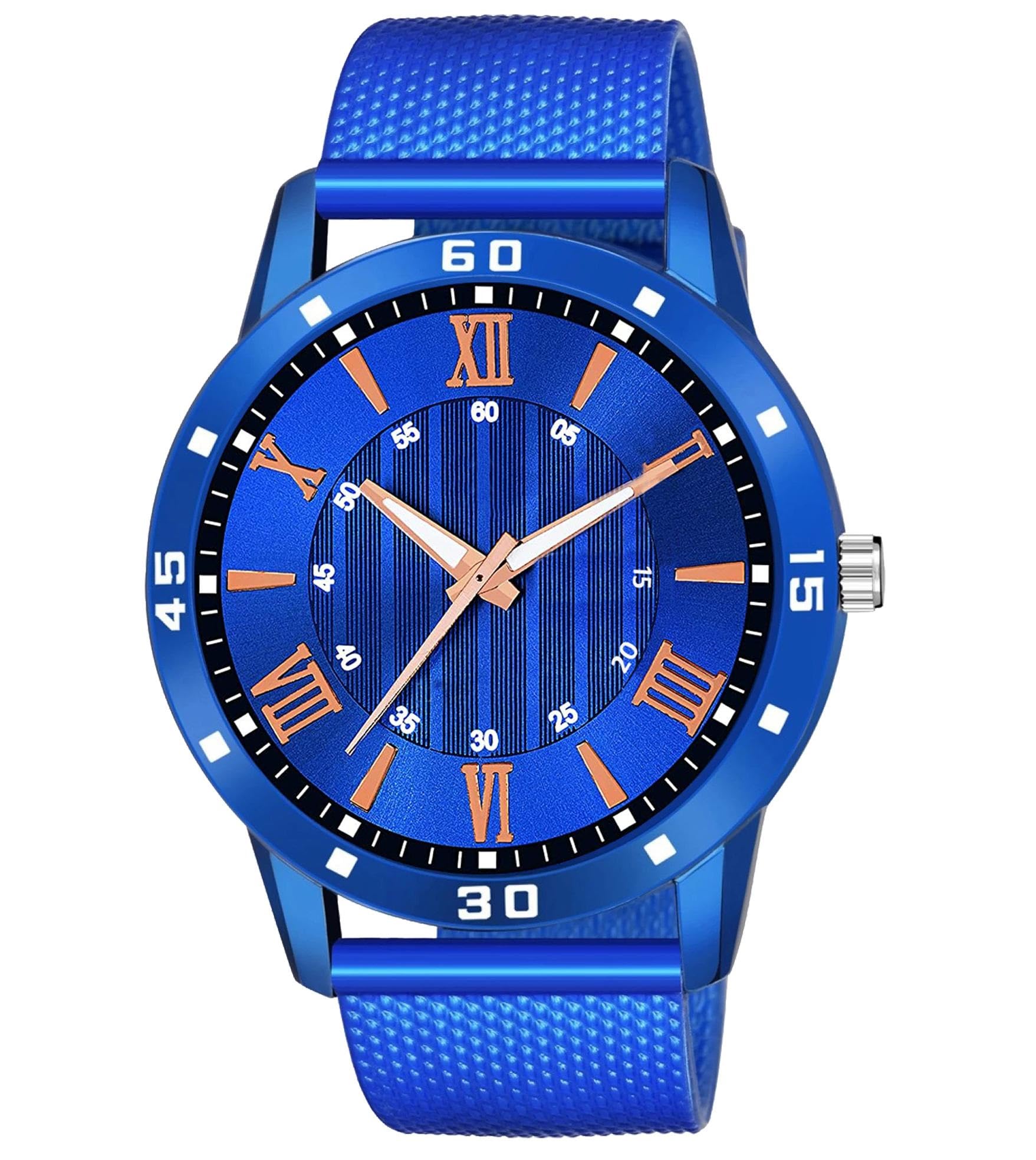 Blue Dial PU Strap Stylish Analog Watch for Men-RMN (B0DBVSNQ1J) Amazon Price History, Amazon Price Tracker