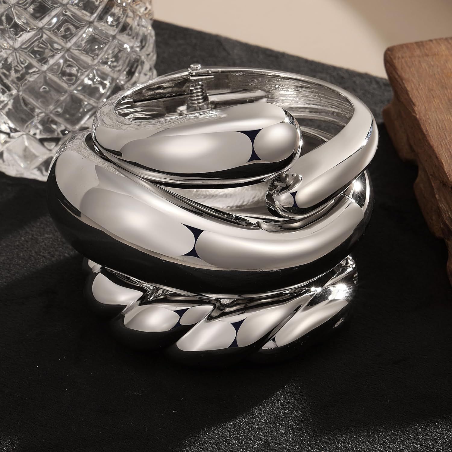 3Pcs Chunky Gold Bangle Bracelets for Women Gold Plated Big Stackable Bangles Set Trendy Statement Cuff Bracelet Fashion Jewelry Gifts - Image 8