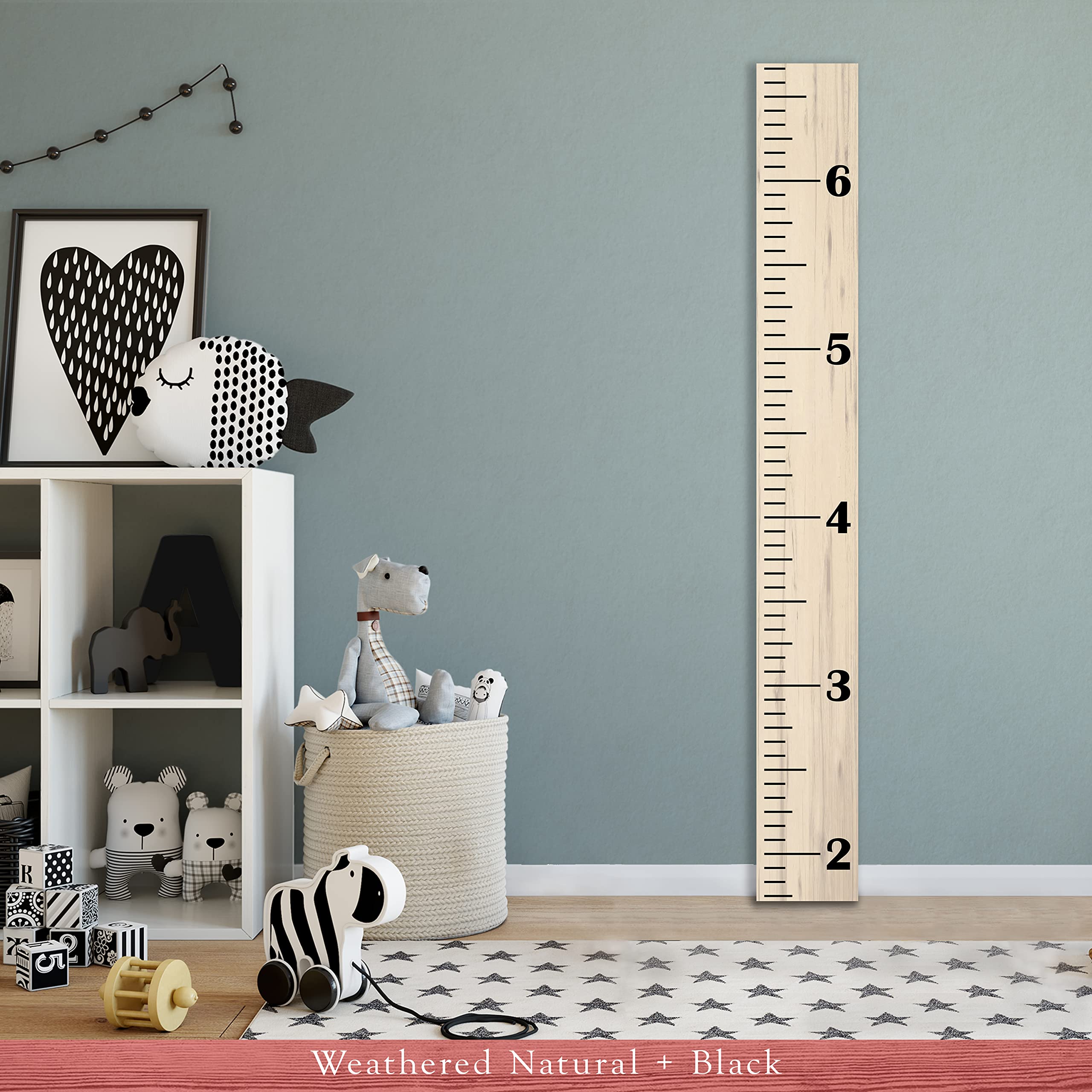 Back40Life Wooden Kids Growth Chart Ruler for Boys and Girls (The Establishment) - Weathered Natural