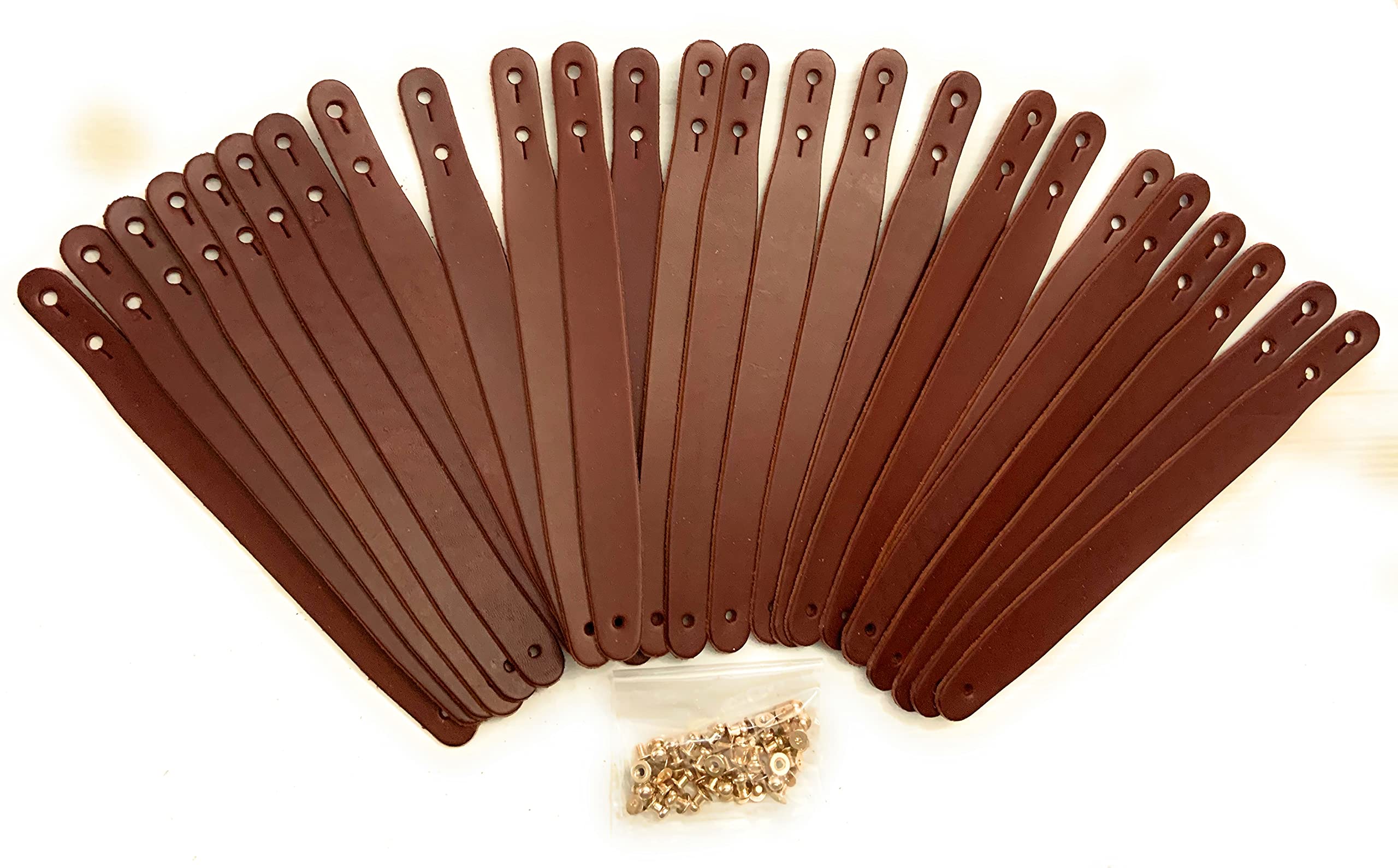 Leather Bracelet Blanks - 7/8 in. x 9 in. - 25 Pack - Brass Screw Studs - Adjustable to 2 Sizes