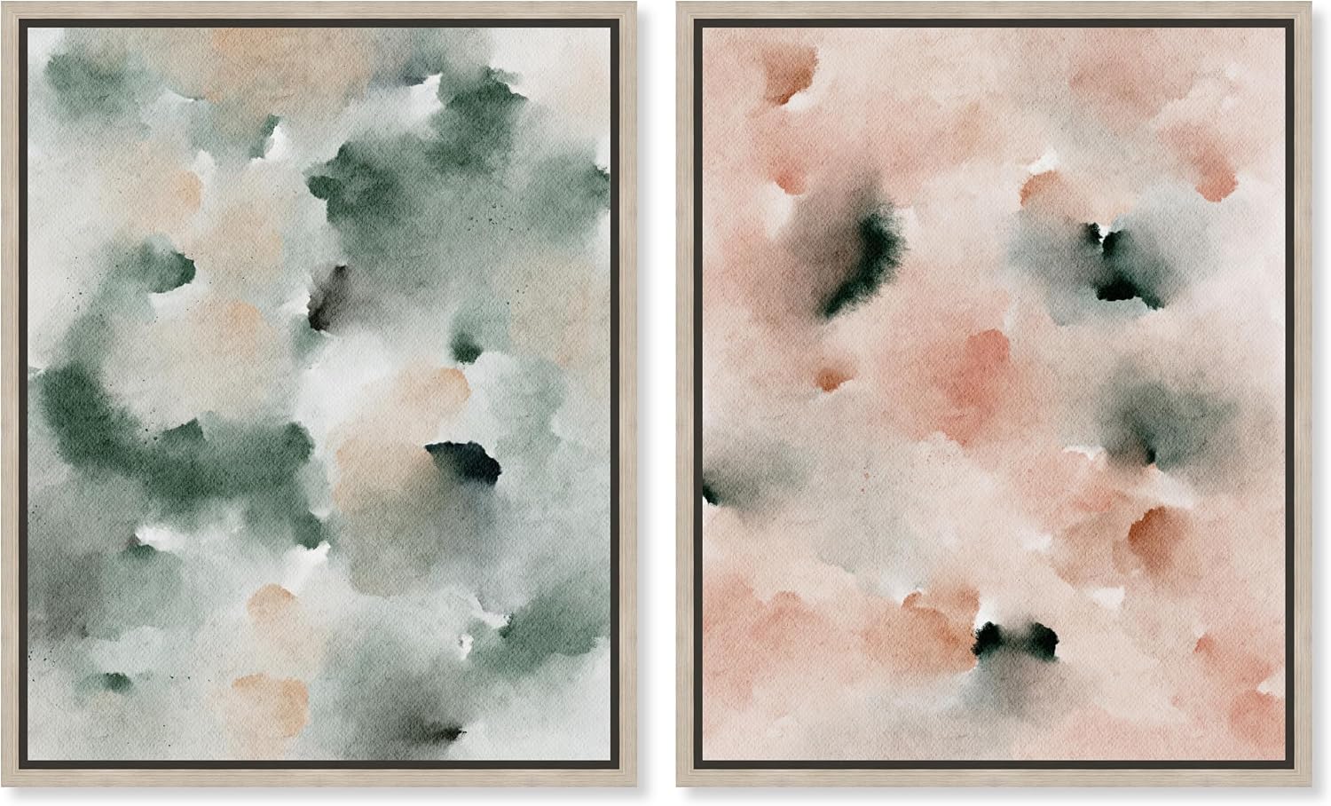 Marshmallow Dreams Framed Canvas Print Blush Modern Wall Art Set by Art Remedy, Blonde Frame, 24 x 30