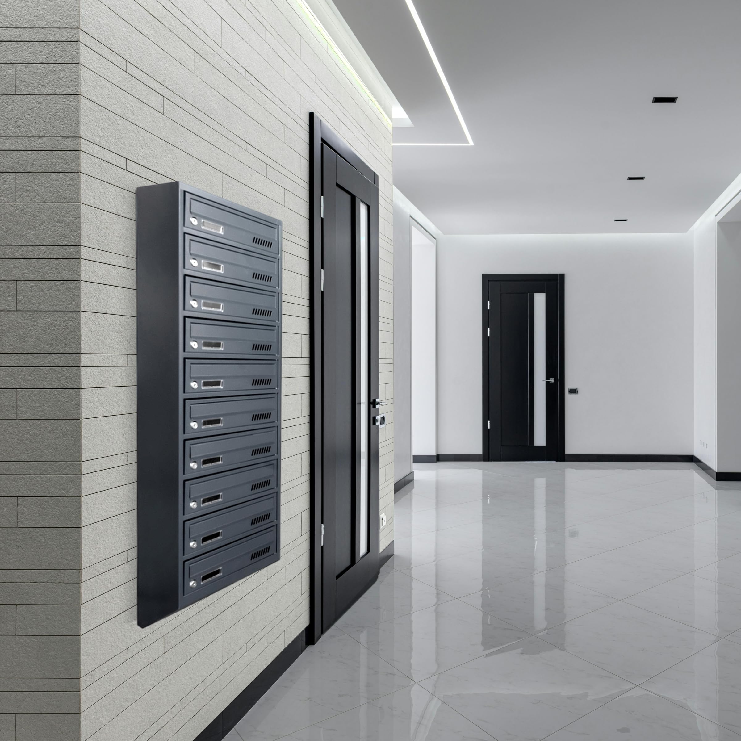 Bloc de 10 Boite aux Lettres avec Fixation Murale Euro GDS 10 RAL 7016