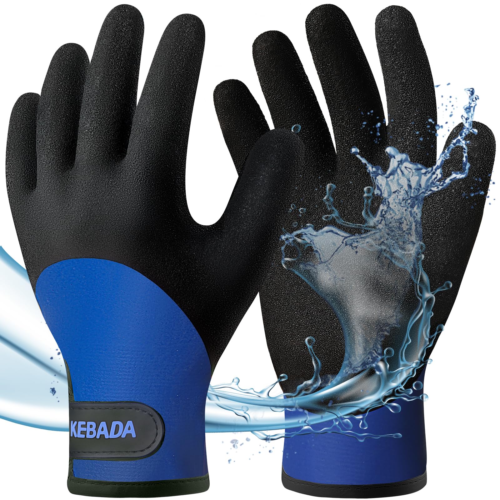 Kebada T2 Waterproof Winter Work Gloves for Men and Women - Thermal Insulated Freezer Gloves for Working in Freezer for Cold Weather, 100% Latex