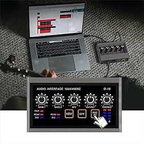 interface de audio,Placa de som profissional muti canals com USB 2.0 de alta velocidade, função de monitor para estúdio/gravação musical/gravação vocal/jogos/Equipamentos para DJ e VJ-Mixers (Q-16)