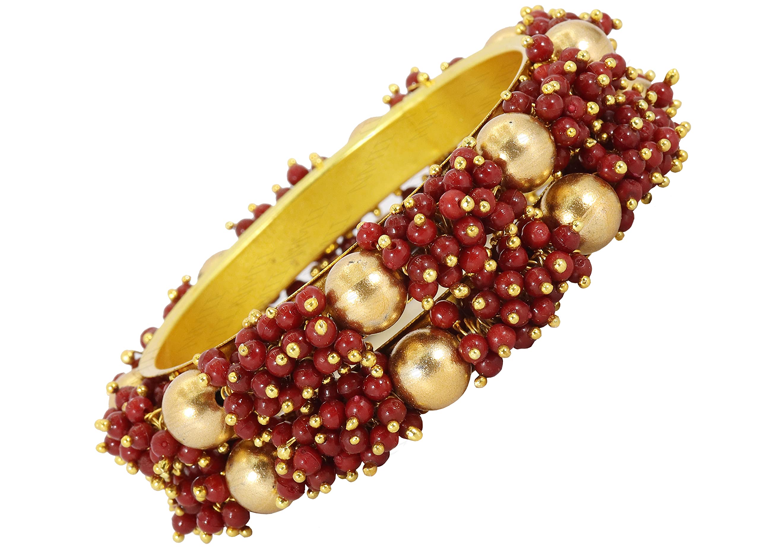 NMII Non-Precious Metal Base Metal and Studded with Pearls Bangle/Kadaa set for Women/Girls, (Maroon_2.8 Inches), Pack Of 2 Kadaa (B09J3C9DN9) Amazon Price History, Amazon Price Tracker