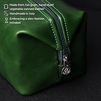 Vista 4 de Time Resistance Bolsa de Aseo de Cuero Neceser de Cosméticos Kit Dopp Elegante Italiano