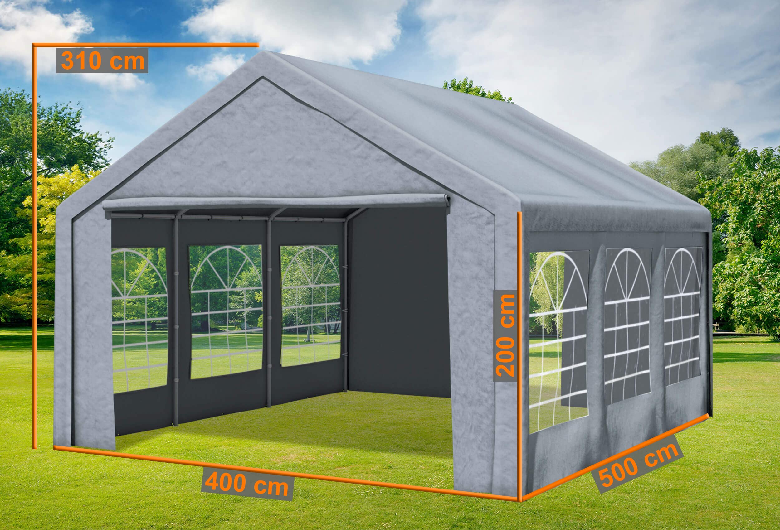 4x5m Partyzelt, Classic PRO PE GRAU
