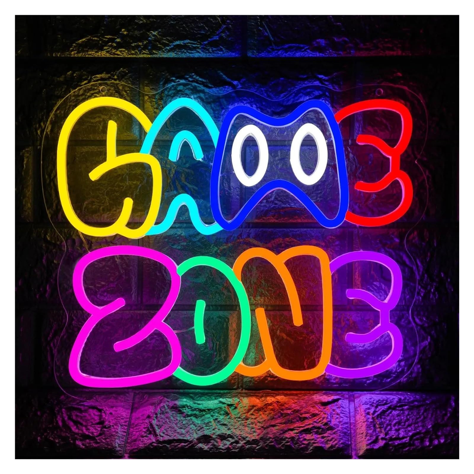 RONGCH Hanging Art Signs Game Zone Neon LED Gamer Sign Dimmable for Teens, Boys, Kids Bedroom Party Wall Decor 29x35cm