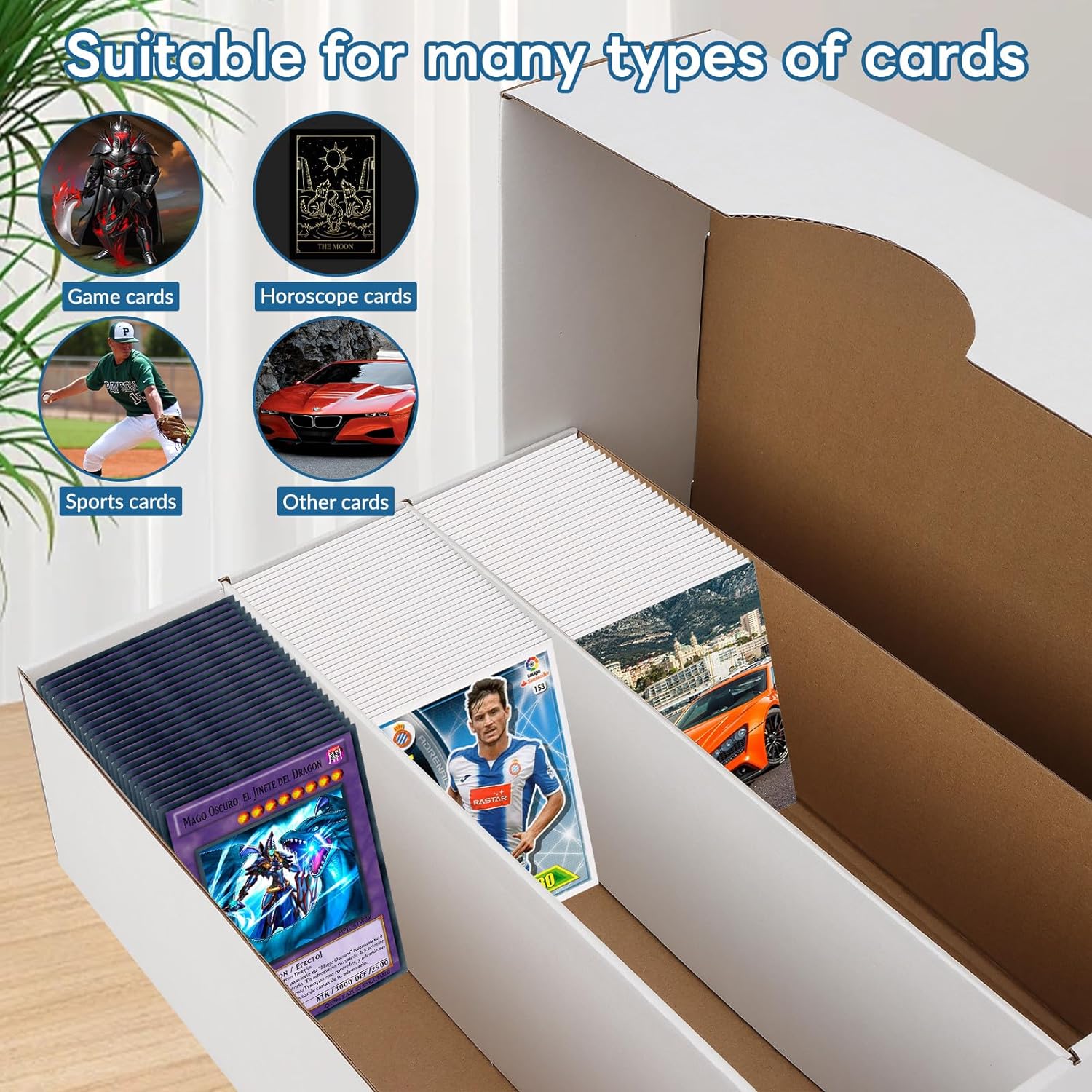 6 Pack Trading Card Storage Box, 2340 Count White Sports Card Organizer for Storing, Protecting and Organizing Soccer, Basketball Game Cards