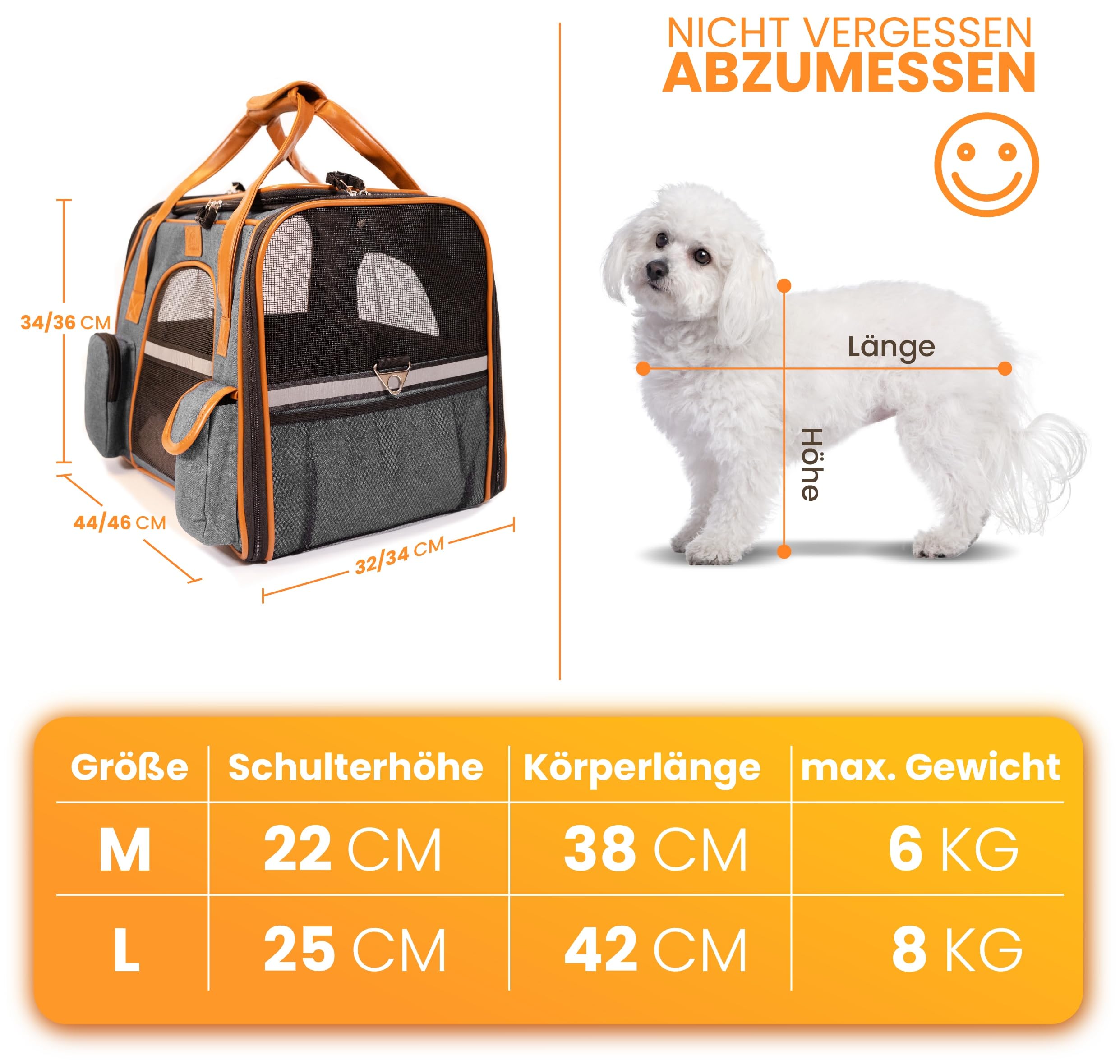Tierhood Transportbox Katze - Faltbare & Waschbare Katzen Transportboxen - Transporttasche für Reise & Transport von Katzen - Ausbruchsichere & Komfortable Katzentransportbox - Grau, Größe: M