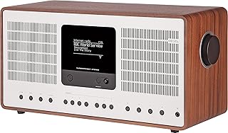 REVO SuperConnect Stereo Internet Radio/DAB+ Digital Radio (30 Watt, Stereo Radio, Internet, WLAN, DAB/DAB+/FM, Spotify, Amazon Music, Napster and Much More, Design Radio) Walnut Silver