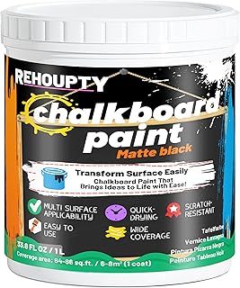 Black Chalkboard Paint - Matte Black Chalk Board Paint, 33.8 Fl Oz Easy ...
