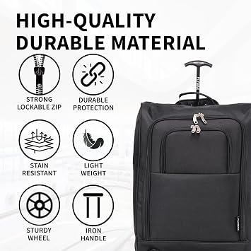 Easyjet 45x36x20 Carry on Suitcase Approved Underseat Cabin Bag Case Lightweight Hand Luggage 1.3kg 33L Black