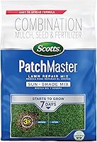 Scotts PatchMaster Sun + Shade Lawn Repair Mix 4.75 lbs - All-in-One Grass Seed, Mulch & Fertilizer for Fast Bare Spot Repair