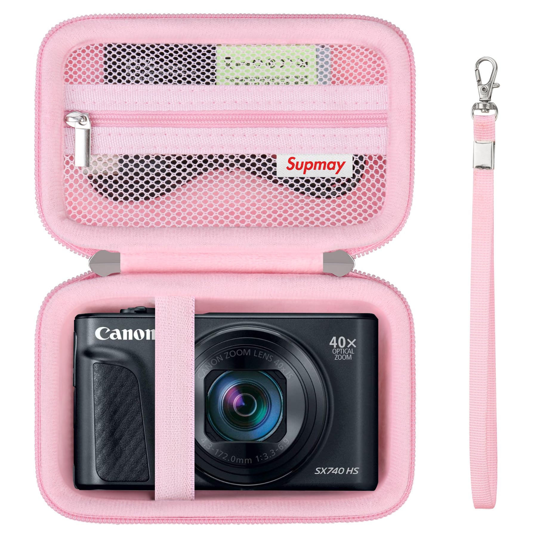 Hard Carrying Case for Canon PowerShot SX740 HS/ SX730 HS/ SX720 HS/ SX620 HS/ G7 X Mark III/ G7 X Mark II Digital Camera, Storage Holder Travel Bag with Mesh Pocket for Battery Pack, Pink