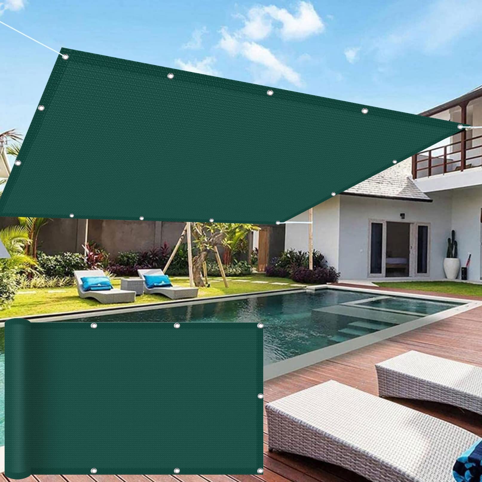 Voile d'ombrage rectangulaire 2.8x4 m vert pour terrasse