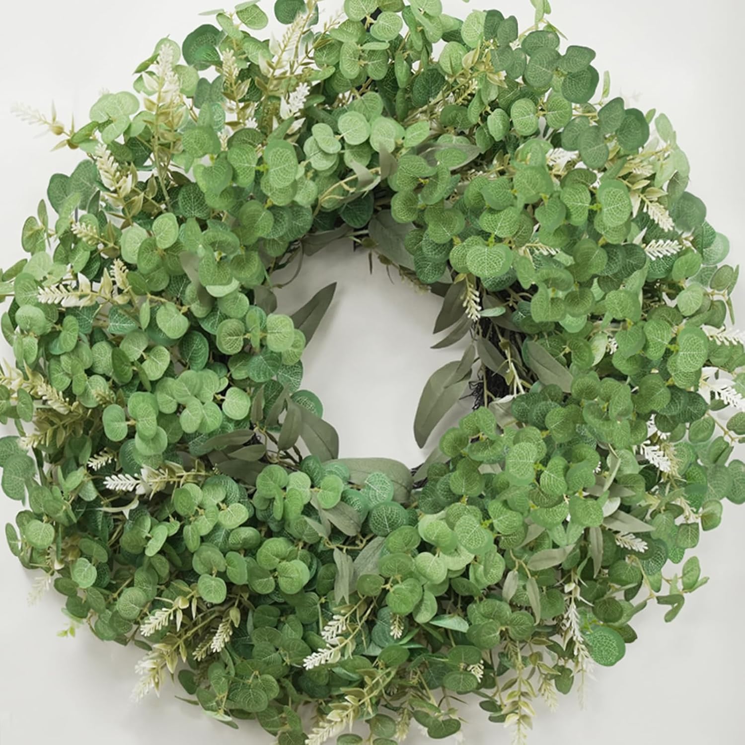 26" Large Eucalyptus Wreath for Front Door Spring Summer Greenery All Season Green Year Round Artificial Eucalyptus Leaves Wreath for Porch Farmhouse Home Wall Window Outdoor Indoor Decorations