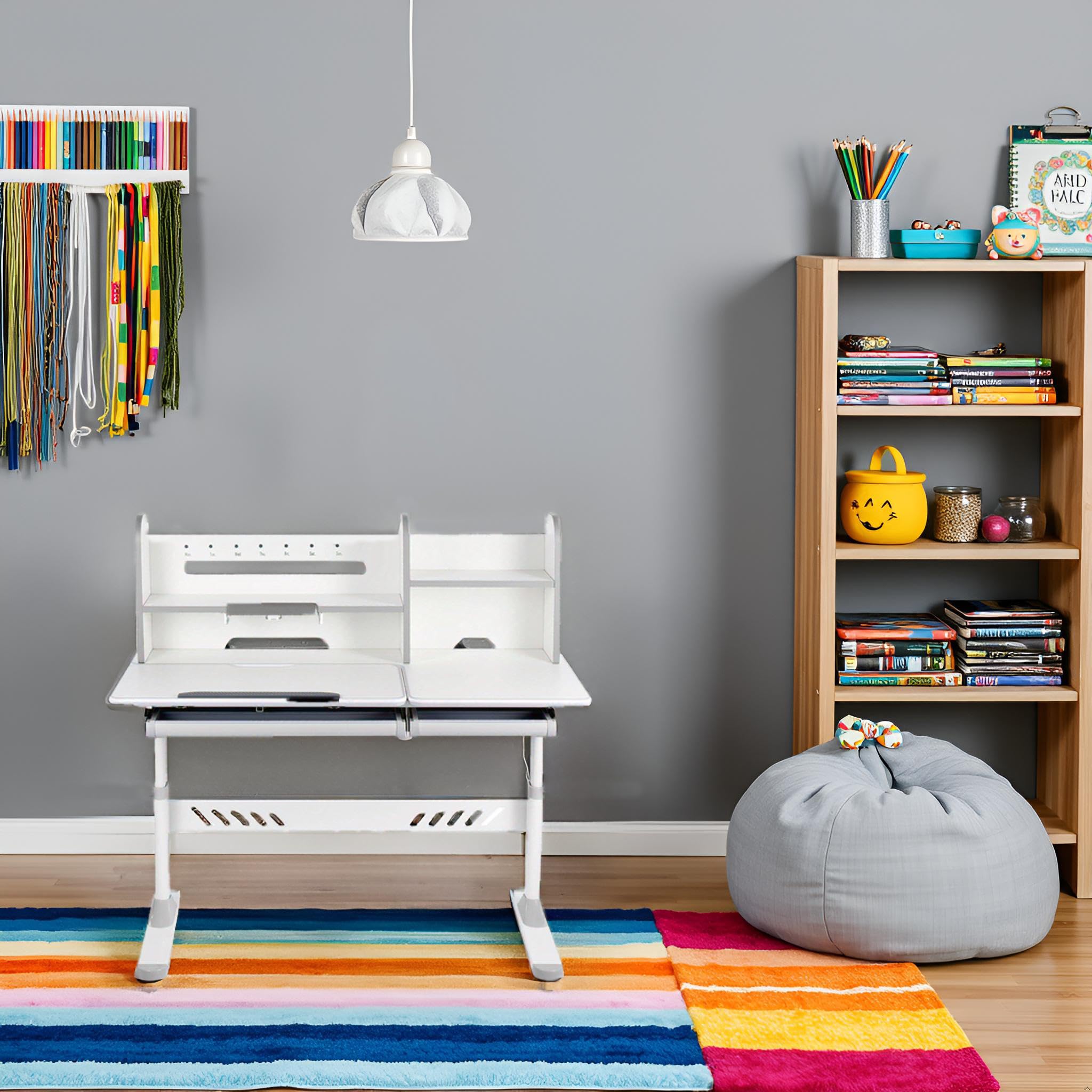 Sannewstartu Adjustable Kids Desk with Hutch - 47