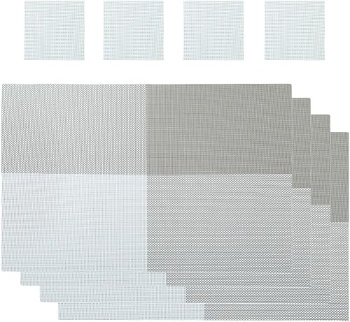 Miniatura 5 de rockcloud Juego de 4salvamanteles y posavasos de 4pcs resistente al calor resistente a las manchas Antideslizante PVC, Lavable, manteles individuales