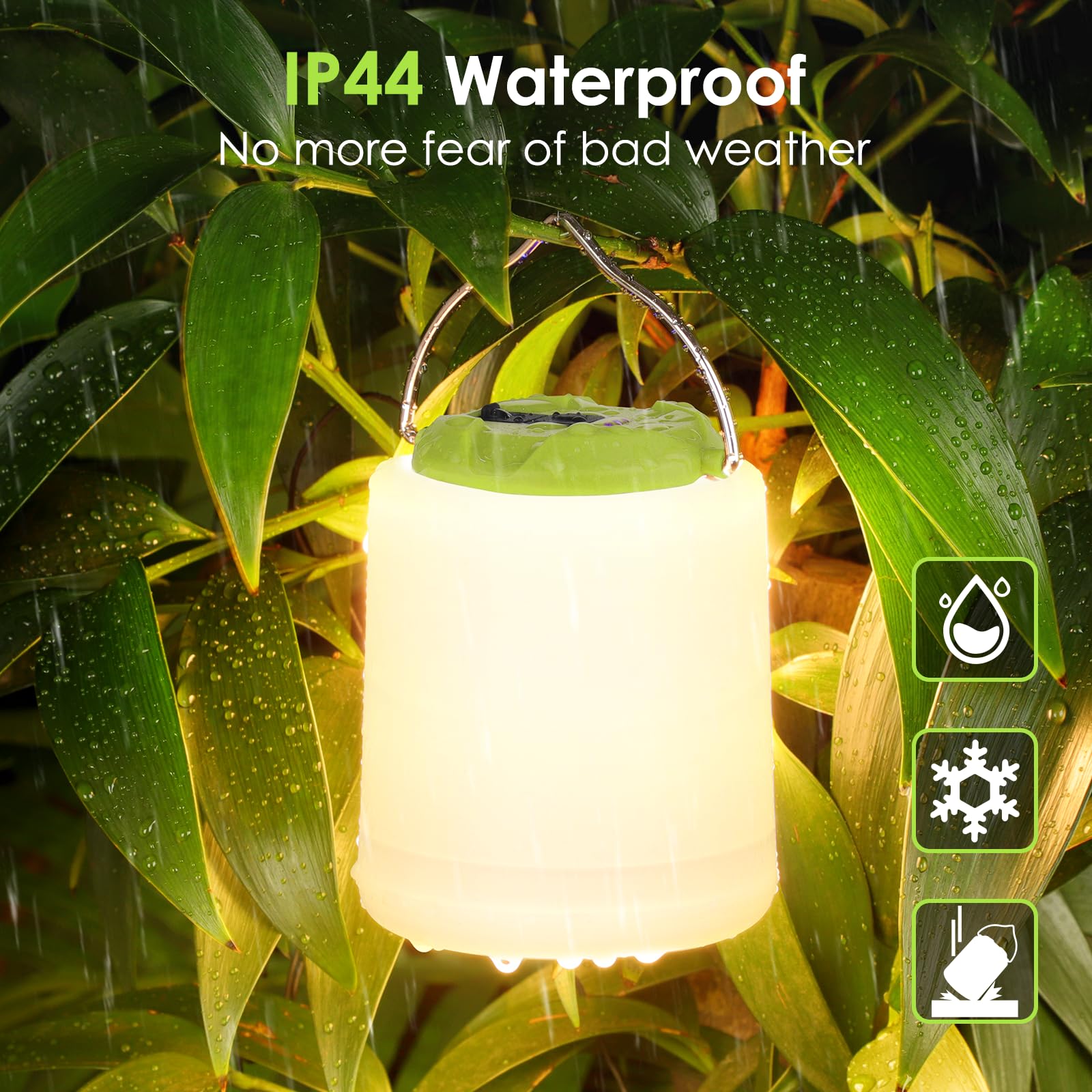 BOBKID Linterna LED de camping, luz de camping recargable, 4 modos, linternas al aire libre con 1000 lm, resistente al agua, luz de campamento de emergencia portátil para huracanes, senderismo, kits