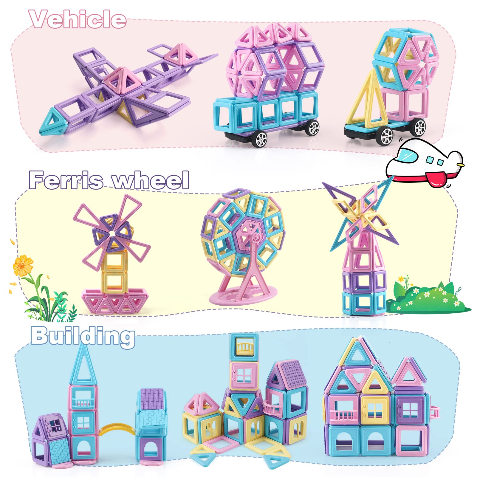 Set di 154 mattoncini magnetici educativi e stimolanti, mini magnetici, per la costruzione di giocattoli da costruzione, regalo di compleanno per bambini, per ragazze e ragazzi di