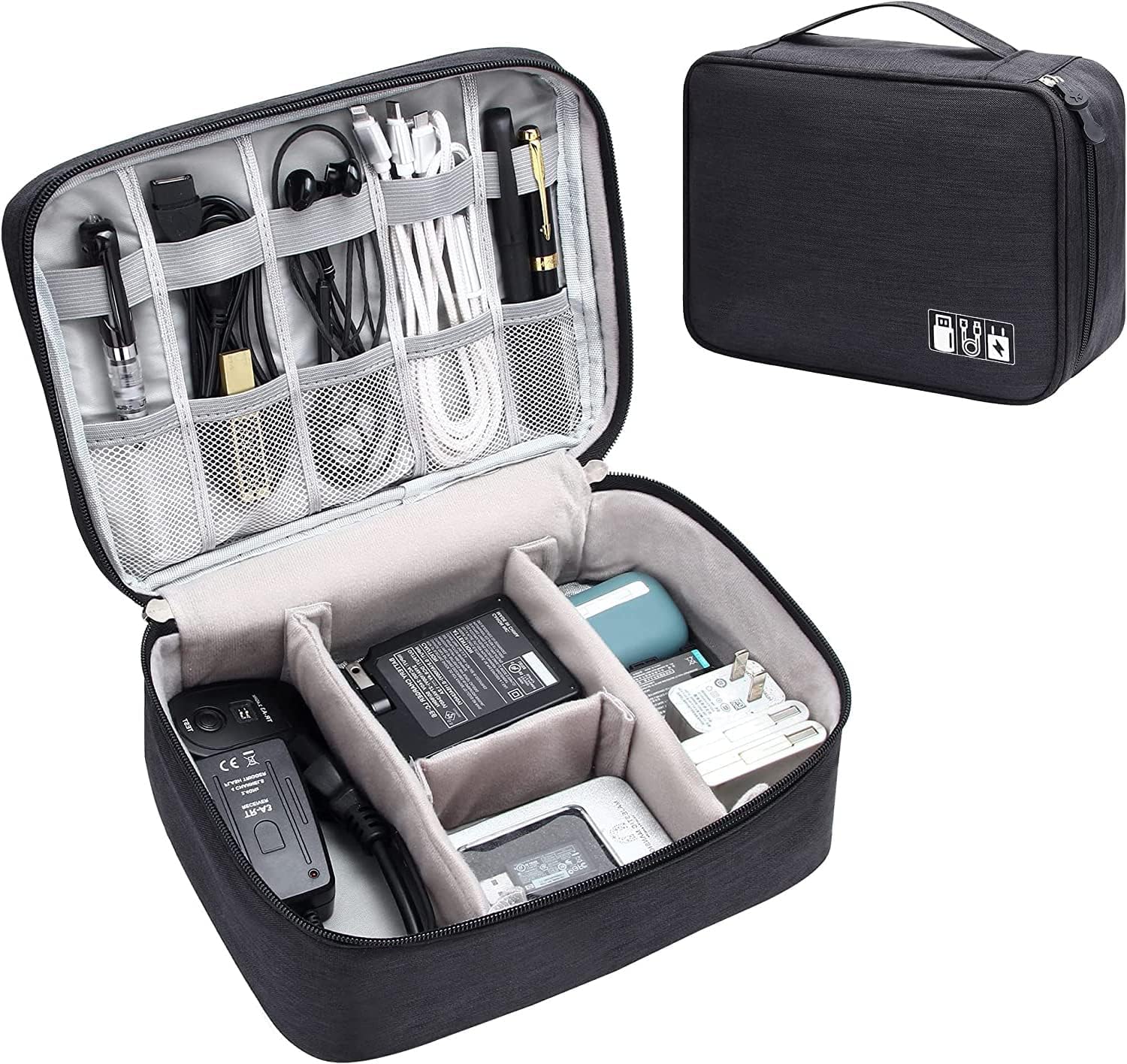 SaleOn Cable Organizer Case Bag – Electronics Accessories Travel Gadget & Hard Disk Bag – Water-Resistant Portable Storage, Sleek Black (6-Month Warranty)