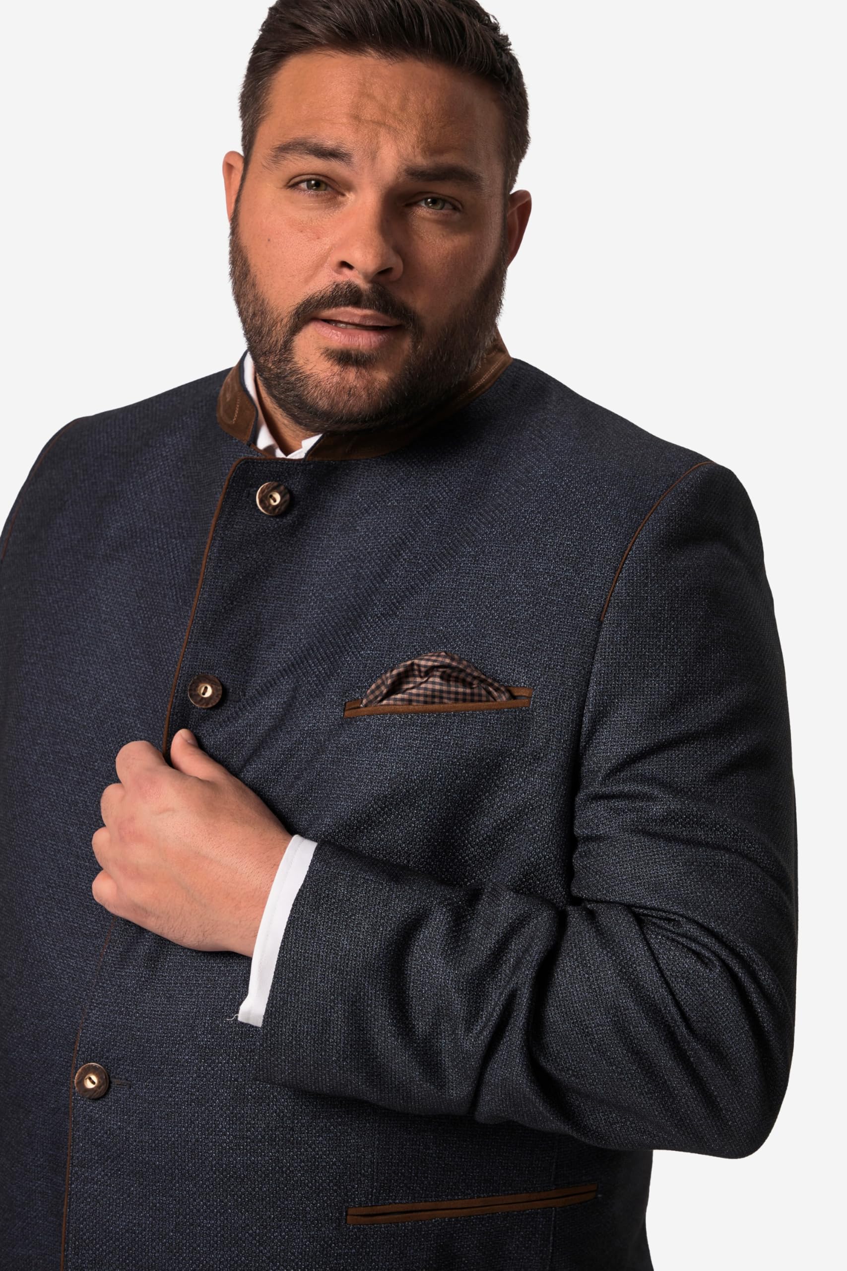 Men Plus Herren große Größen Übergrößen Menswear L-8XL Janker, Trachten, Leinenoptik, Stehkragen 831435