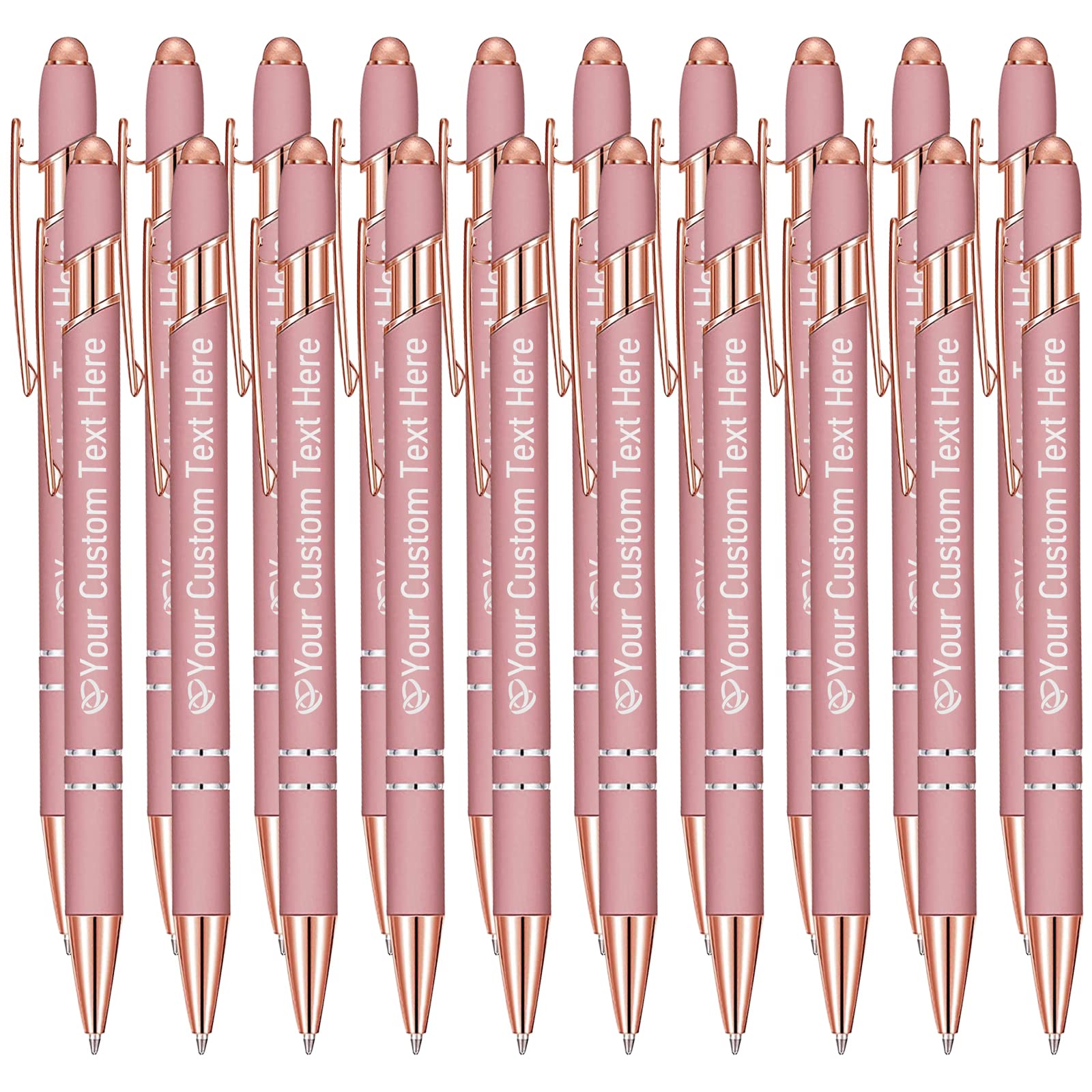 STREADVE Personalised Custom Pens with Name Engraved Logo Text Pen, Pack of 20 Customised Smooth Writing Pens Personalization Gift for Men Women Wedding Office Business Promotion, Rose Gold