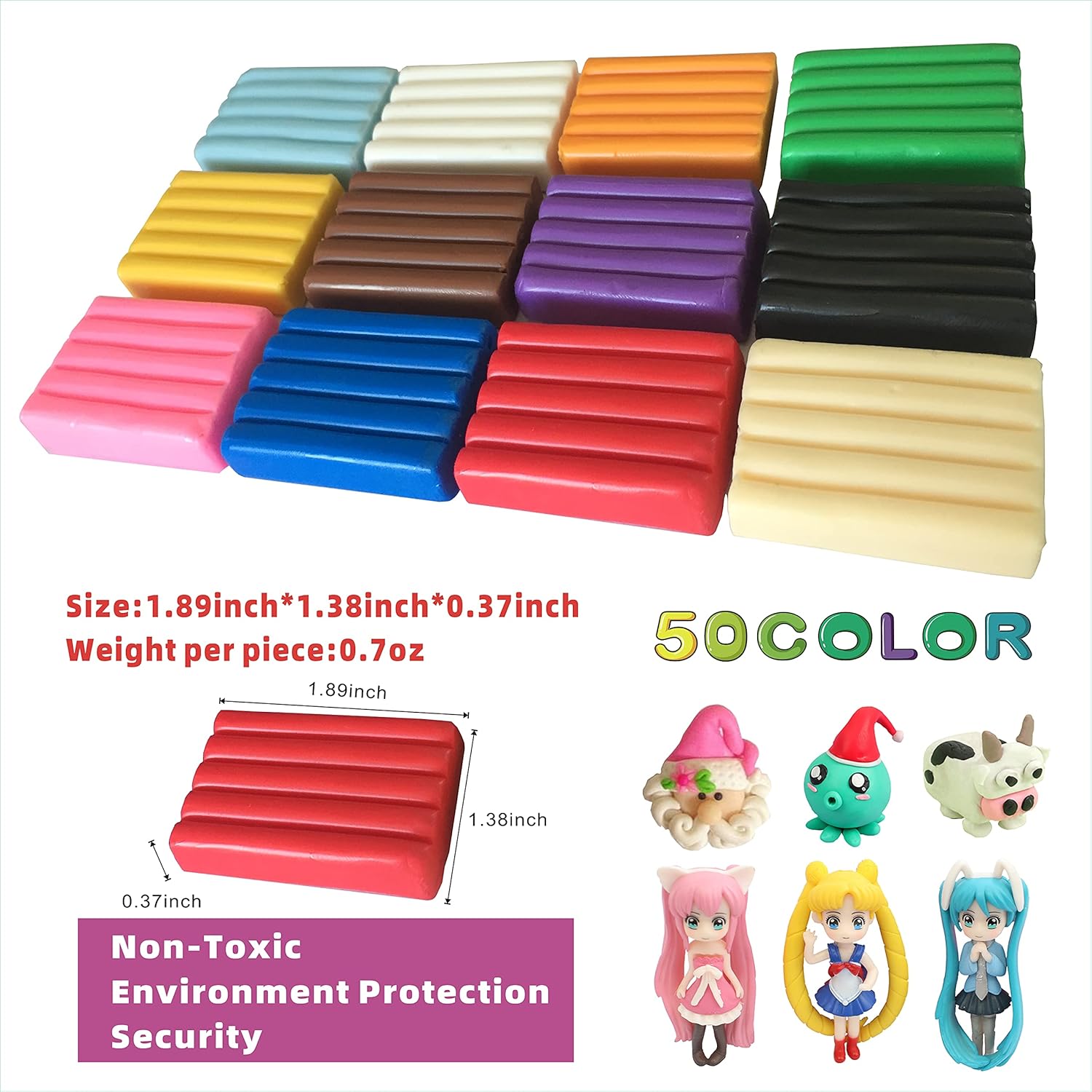 Aestd-ST Polymer Clay Kits, 50 Colors Oven Bake Modeling Clay for Kids, Non-Toxic Non-Sticky Molding Clay with Sculpting Tools and DIY Accessories, Holiday Gift for Children and Artists. : Arts, Crafts & Sewing