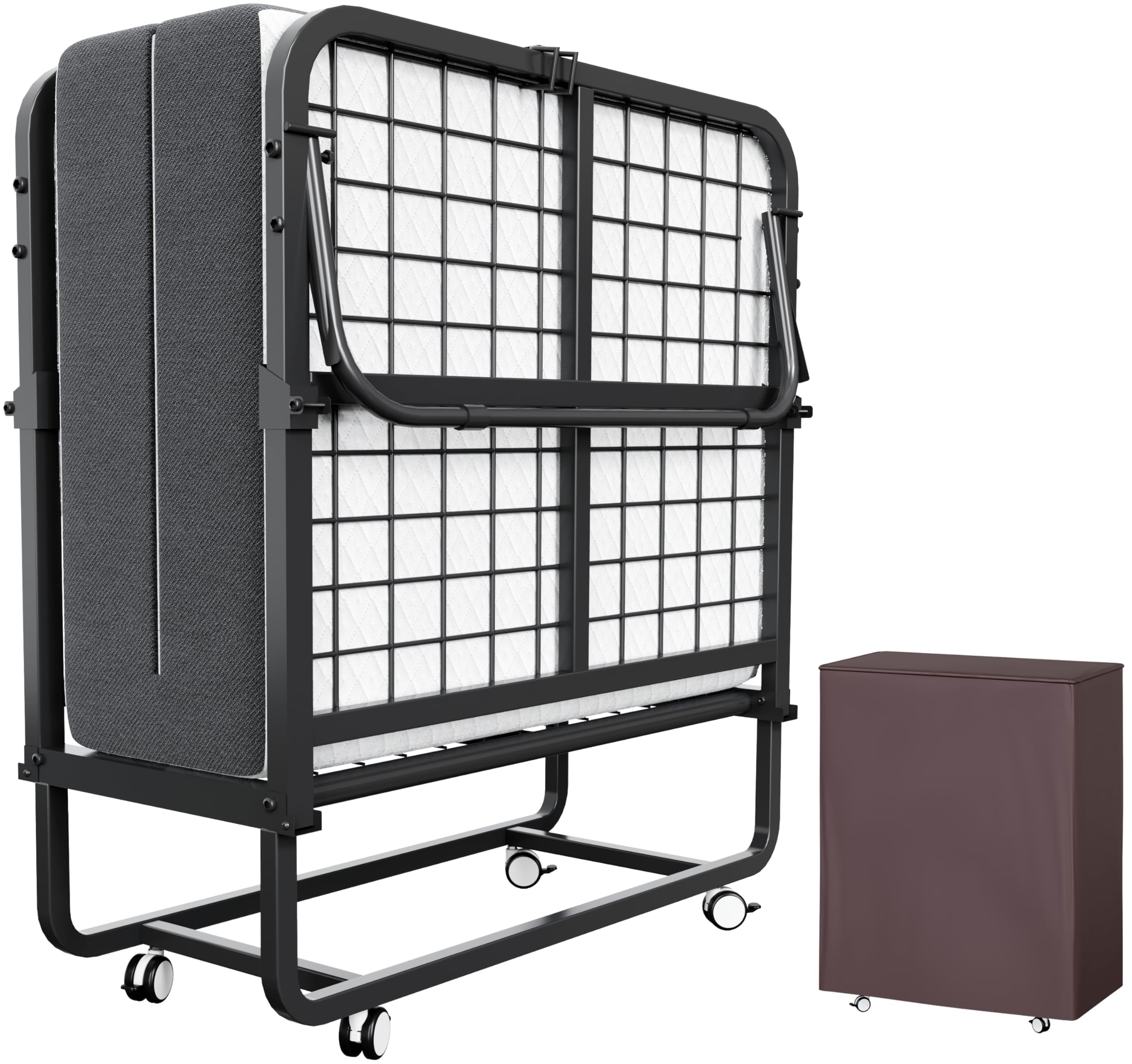 MUTUN Folding Bed with Mattress, Upgraded 5" Memory Foam Mattress Portable Foldable Guest Bed for Adults, Cot Size Fold Up Day Beds Rollaway Beds with Metal Frame, Storage Cover Included 75" x 31"