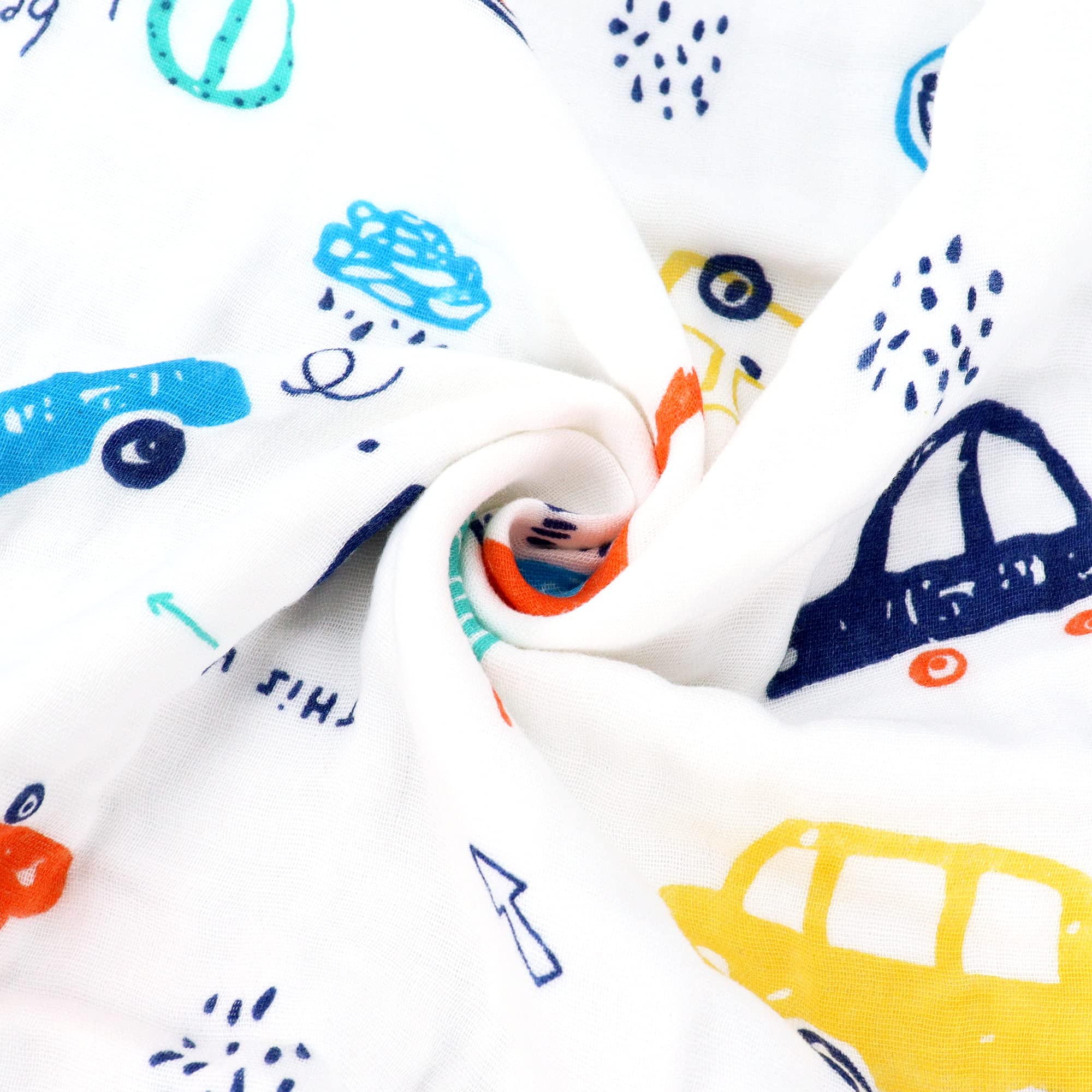Copertina Neonato Cotone,Coperta in Mussola 6 Strati di Morbido Confortevole Mussole Bambino Asciugamano Copertine Avvolgenti Regalo per Bambini 110 x 110 CM (Macchina Colorata)