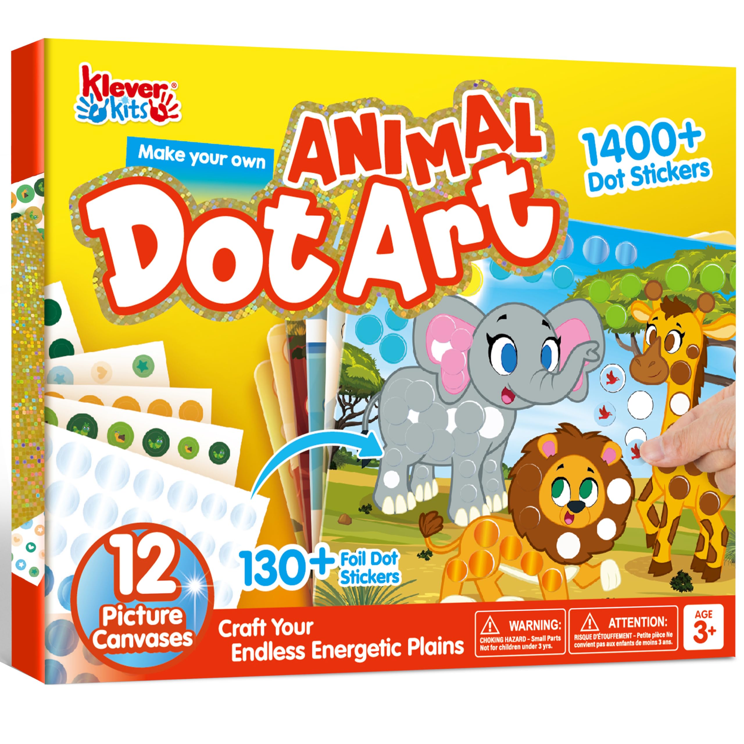 Klever Kits Dot Art Activity, Dot It Animals, No Mess Sticker Art Per Bambini, Kit Artistici E Artigianali, Regali Di Attività Fai Da Te Per Bambini Dai 3 4 5 6 7 Anni, Attività Di Viaggio In Aereo-image