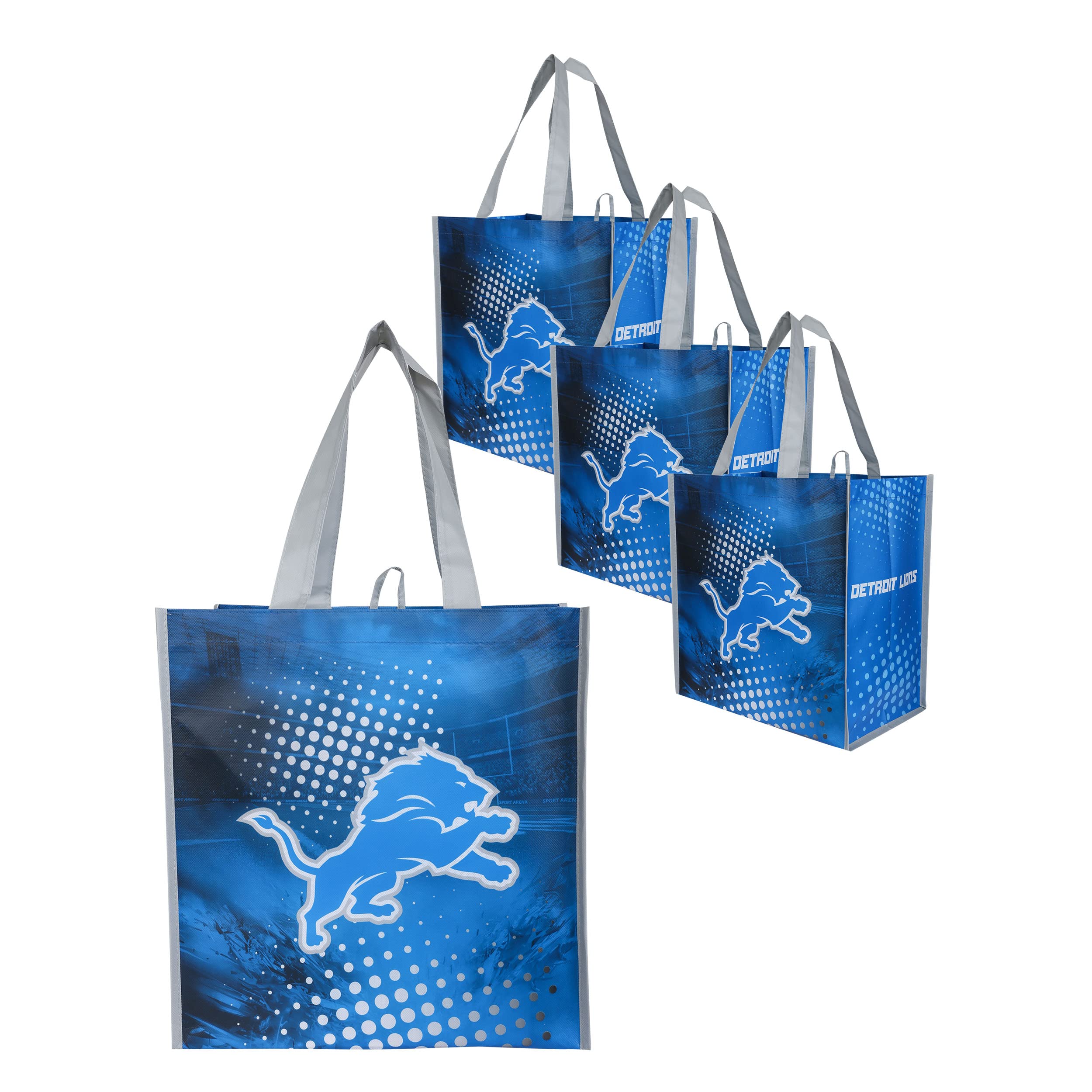 FOCO NFL unisex-adult Nfl Team Logo 4-pack Reusable Grocery Shopping Bags Totes