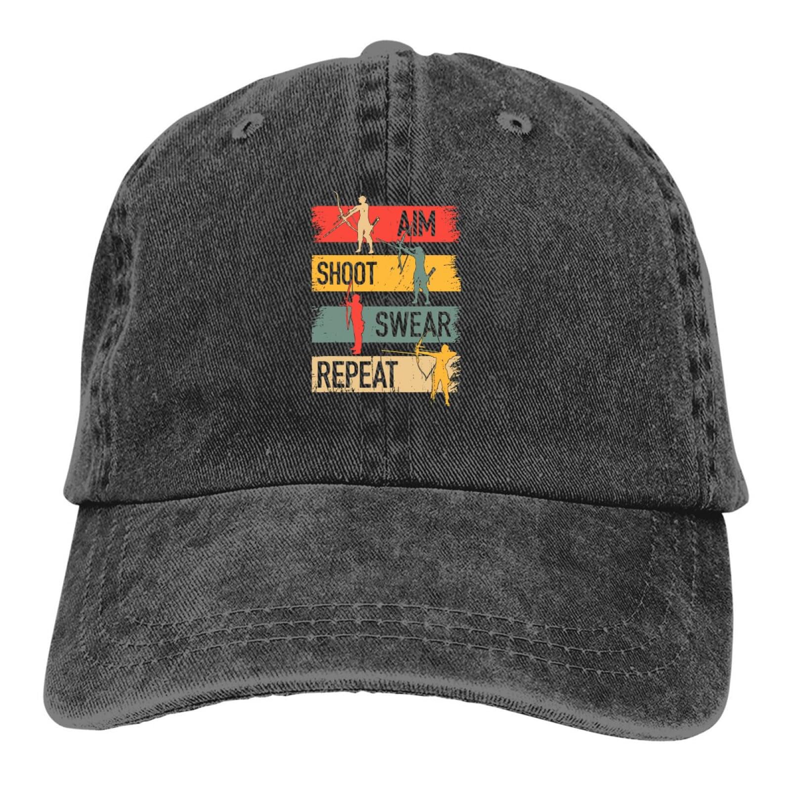 OAUMJIIL Aim Shoot Swear Repeat Archery Baseball Caps Peaked Cap Archery Sports Sun Shade Hats for Men Women