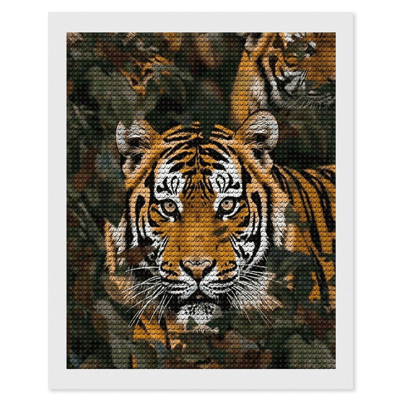 FekiLoot Camouflage Tiger Diamond Art Kits for Adults Diamond Painting Kits for Beginners DIY Diamond Art Kits Round Full Drill Diamond Dot Gem Painting for Home Wall Decor Gift 16"x20"