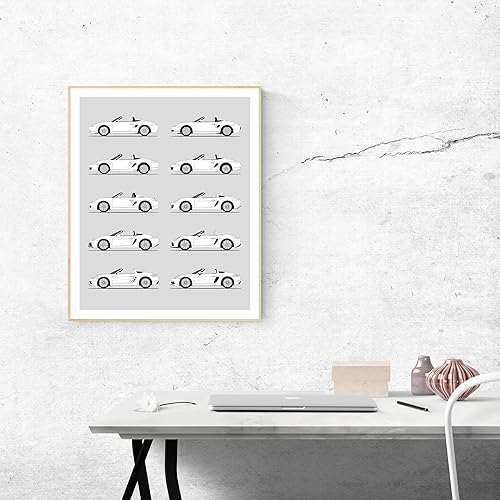 Miniatura 63 de Handmade Poster compatible with Porsche Print Wall Art Handmade Decor of the Best of Porsche Generations History Evolution (8x10" (Unframed) Satin