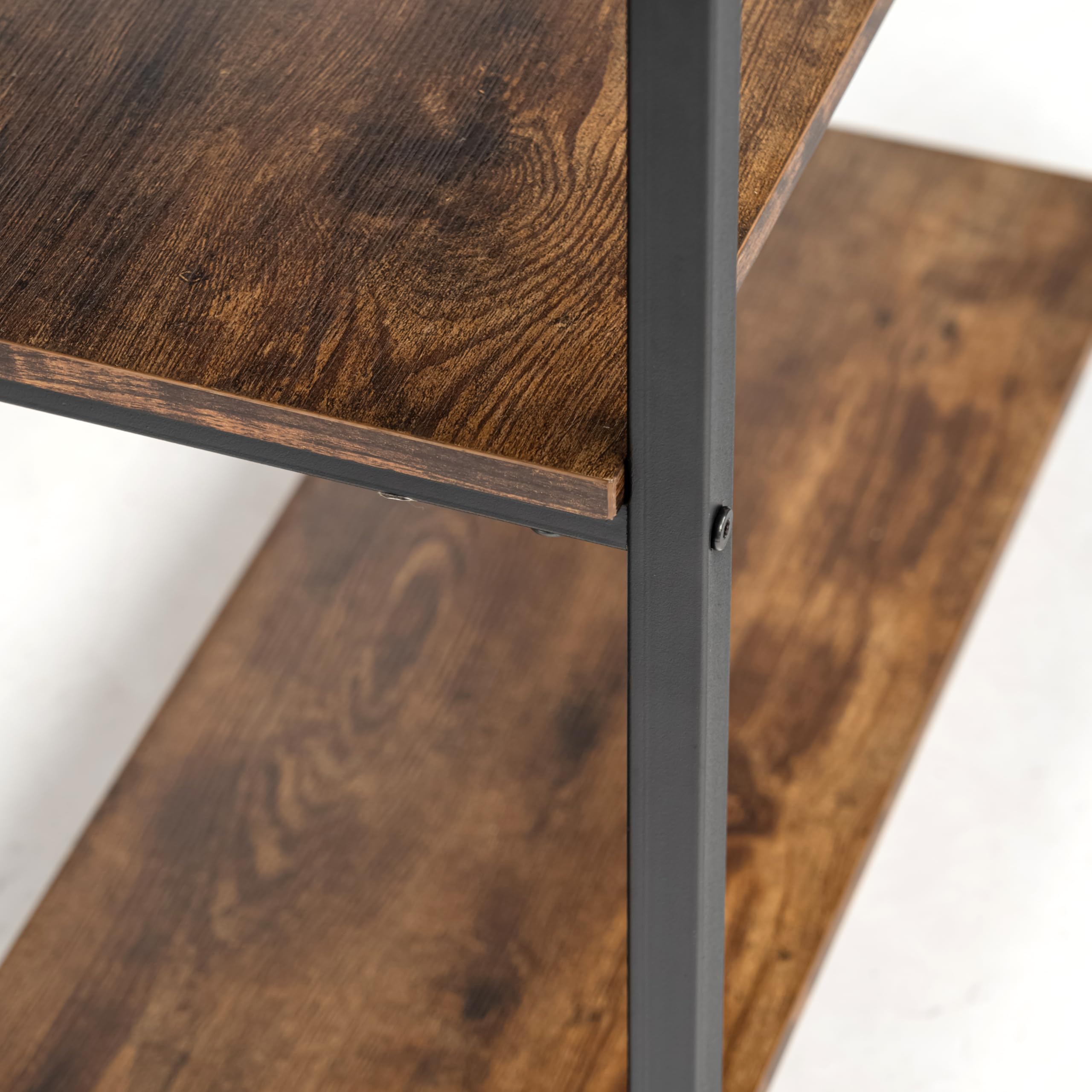 FurnitureR - Mesa de Dibujo Moderna, 120 cm, Madera y Metal, 2 Niveles de Almacenamiento, Ajuste de Altura, Bandeja de diseño Patchwork en Retro marrón y Negro, Ideal para Taller, creación o Oficina