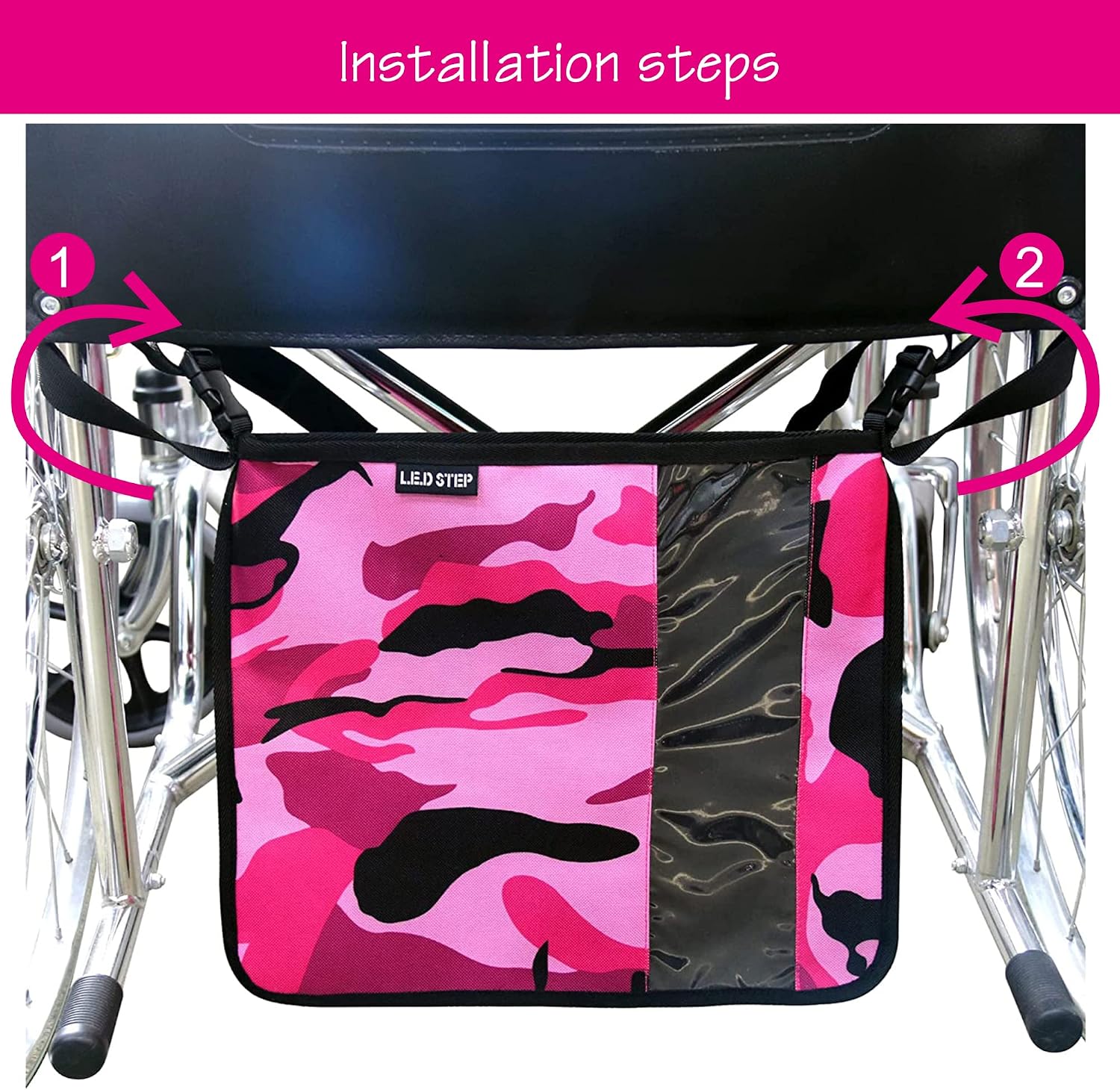 Catheter Bag Covers Holder Wheelchair Under Basket for Urinary Drainage Bag Holder Catheter Urinary Bag Basket Nephrostomy Drainag Bag Holder Privacy Bag Basket with Adjust Buckle Straps (Pink)