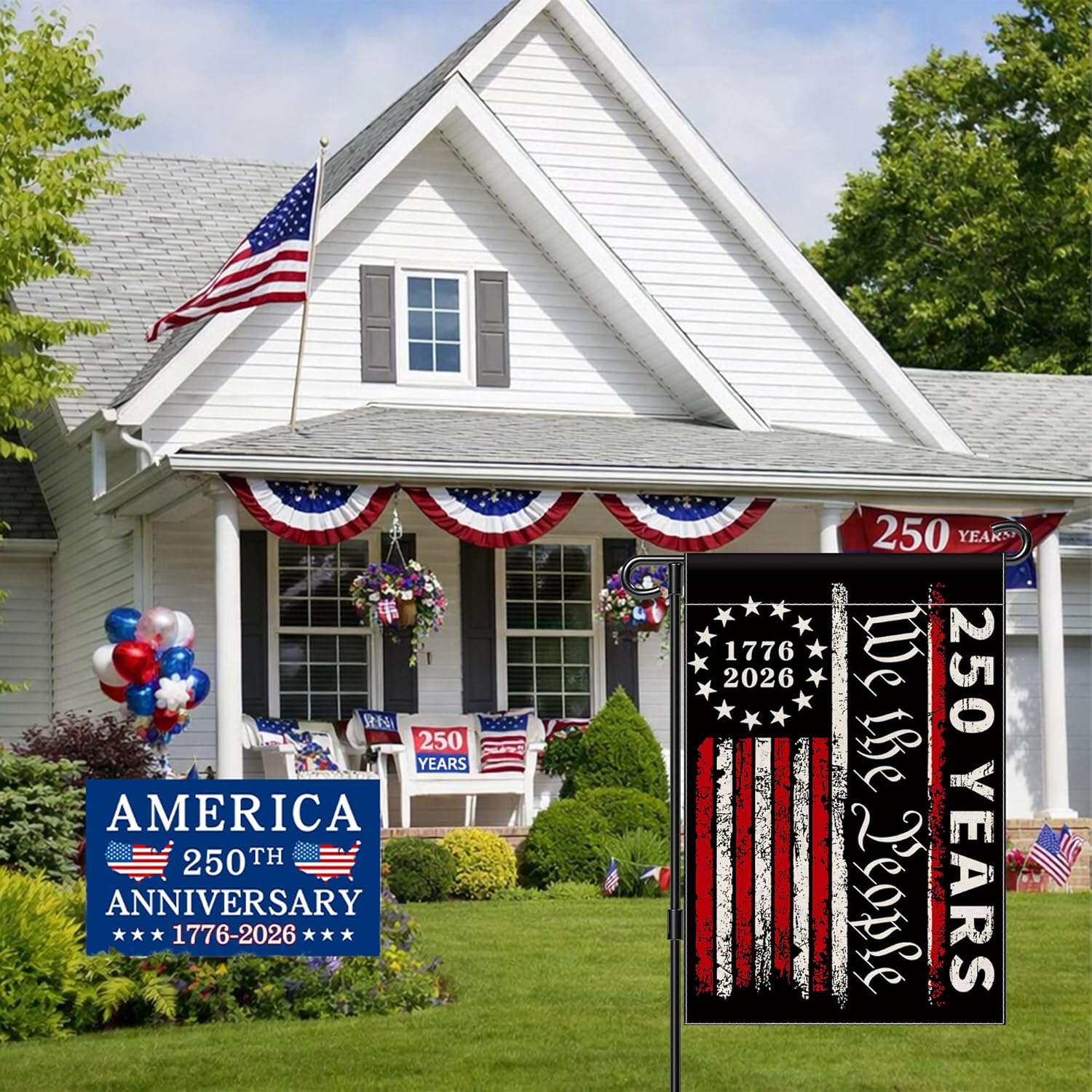 250th Anniversary Garden Flag, 250 Anniversary USA Flag American We the People 250 Years Patriotic Banner 1776-2026 Commemorative 4th of July Yard Sign Double-Sided Waterproof Garden Flag 12x18 Inch - Image 3