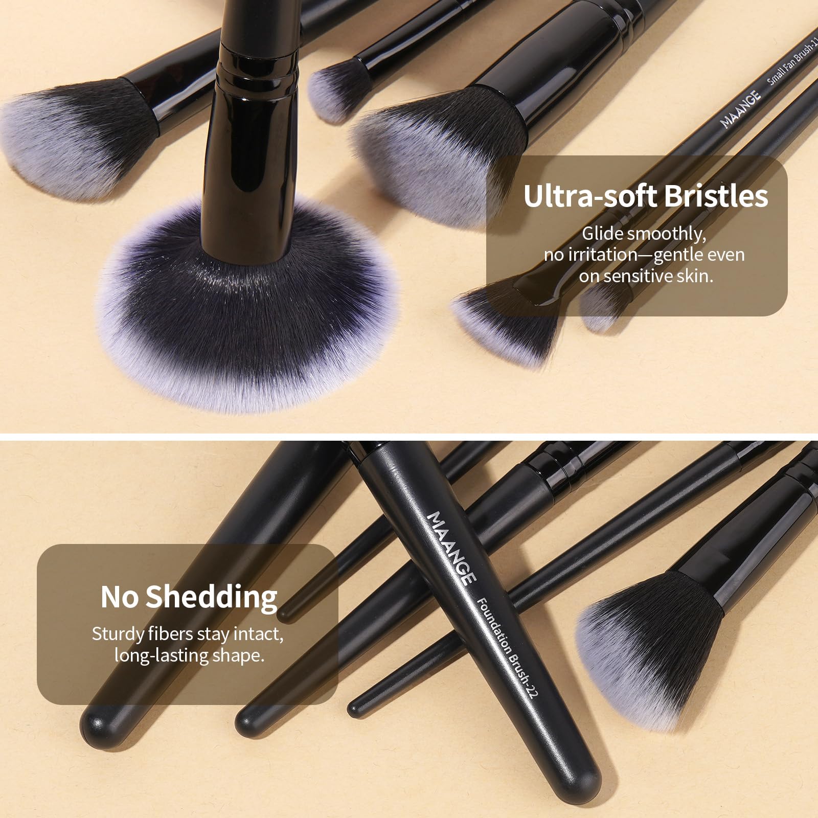 MAANGE 51-Piece Makeup Brush Set with Sponges and Puffs