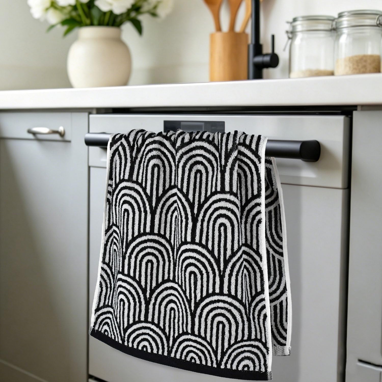 Jacquotha Black Hand Towels for Bathroom, Soft Cotton for Drying Hands
