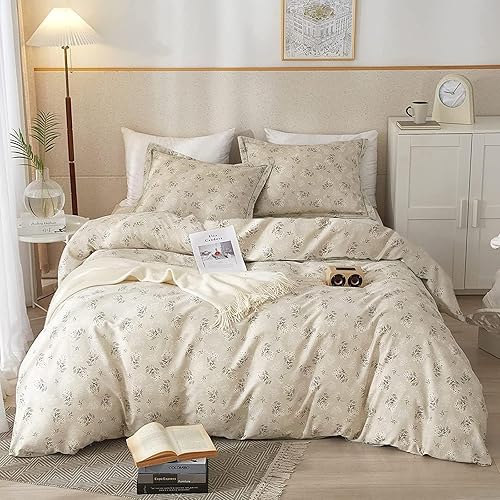 Miniatura 50 de Vm Vougemarket - Juego de edredón con volantes tamaño Twin XL, edredón floral de rosas rojas, juego de cama romántico de microfibra suave, edredón